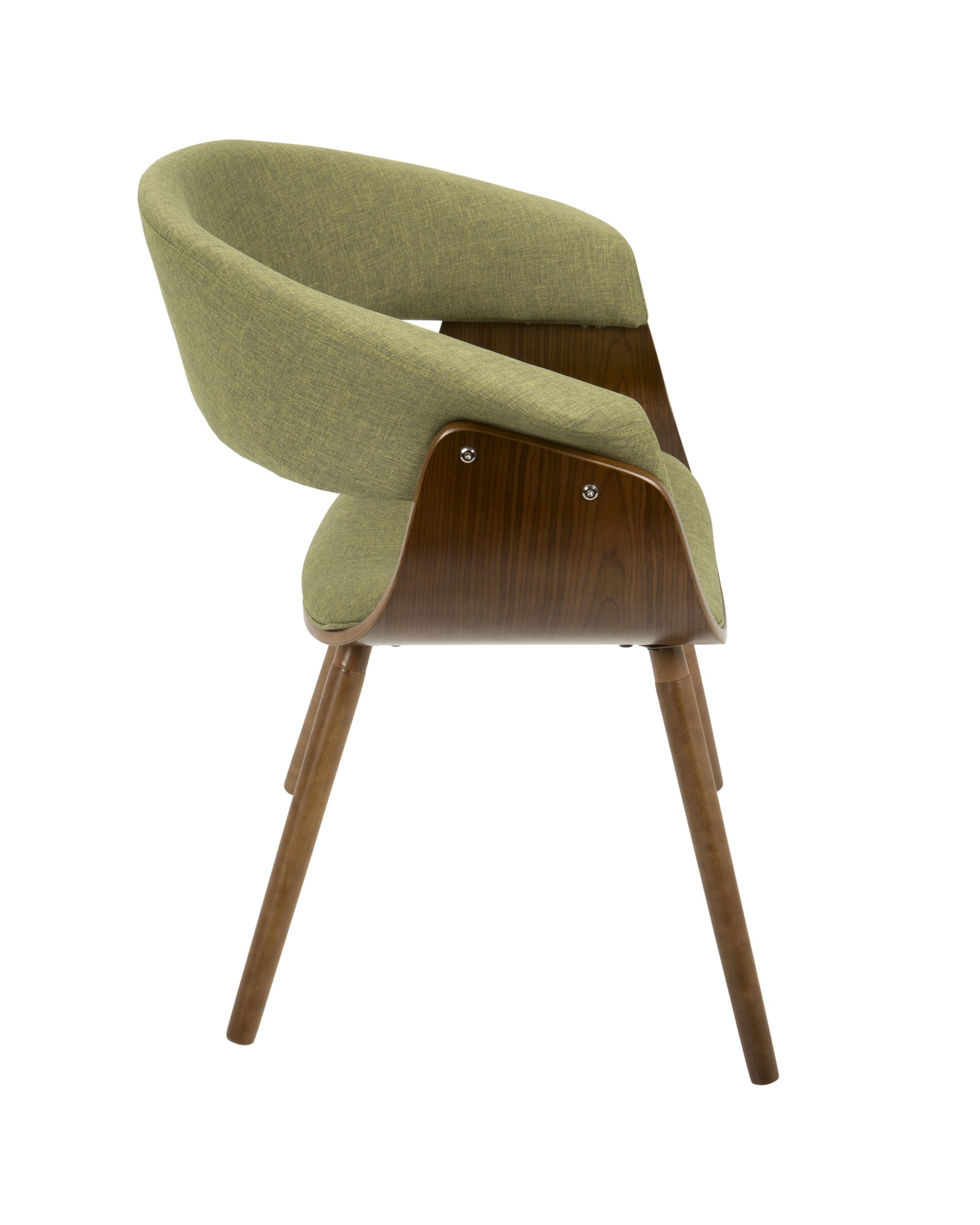 Vintage Mod Mid-Century Modern Chair in Walnut and Green Fabric