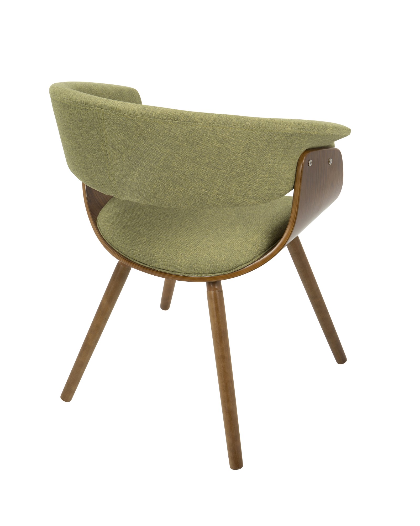 Vintage Mod Mid-Century Modern Chair in Walnut and Green Fabric