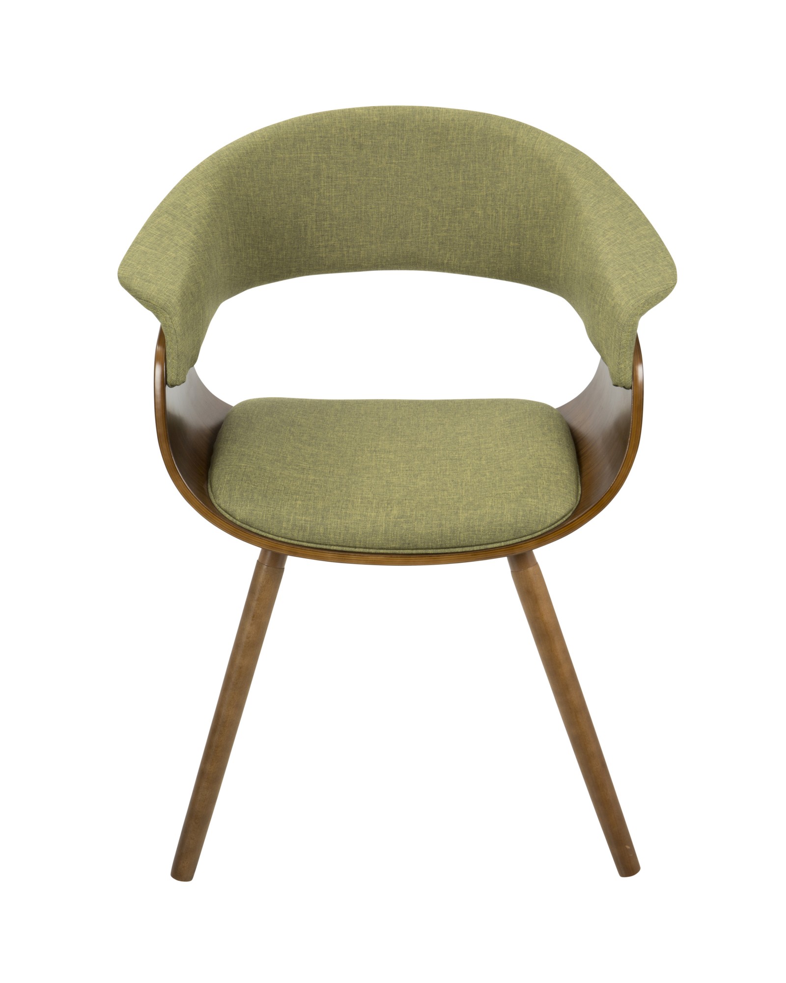 Vintage Mod Mid-Century Modern Chair in Walnut and Green Fabric