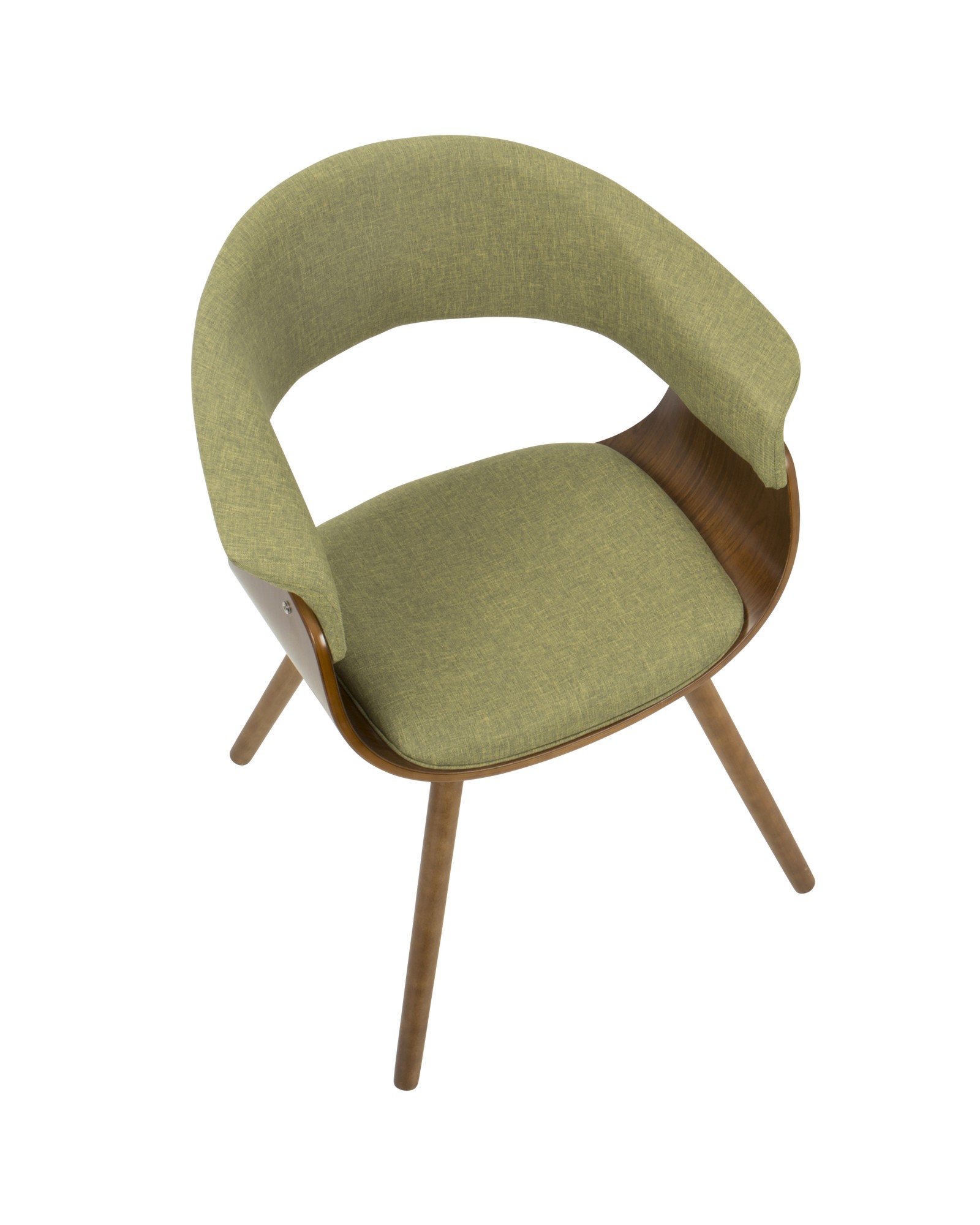 Vintage Mod Mid-Century Modern Chair in Walnut and Green Fabric