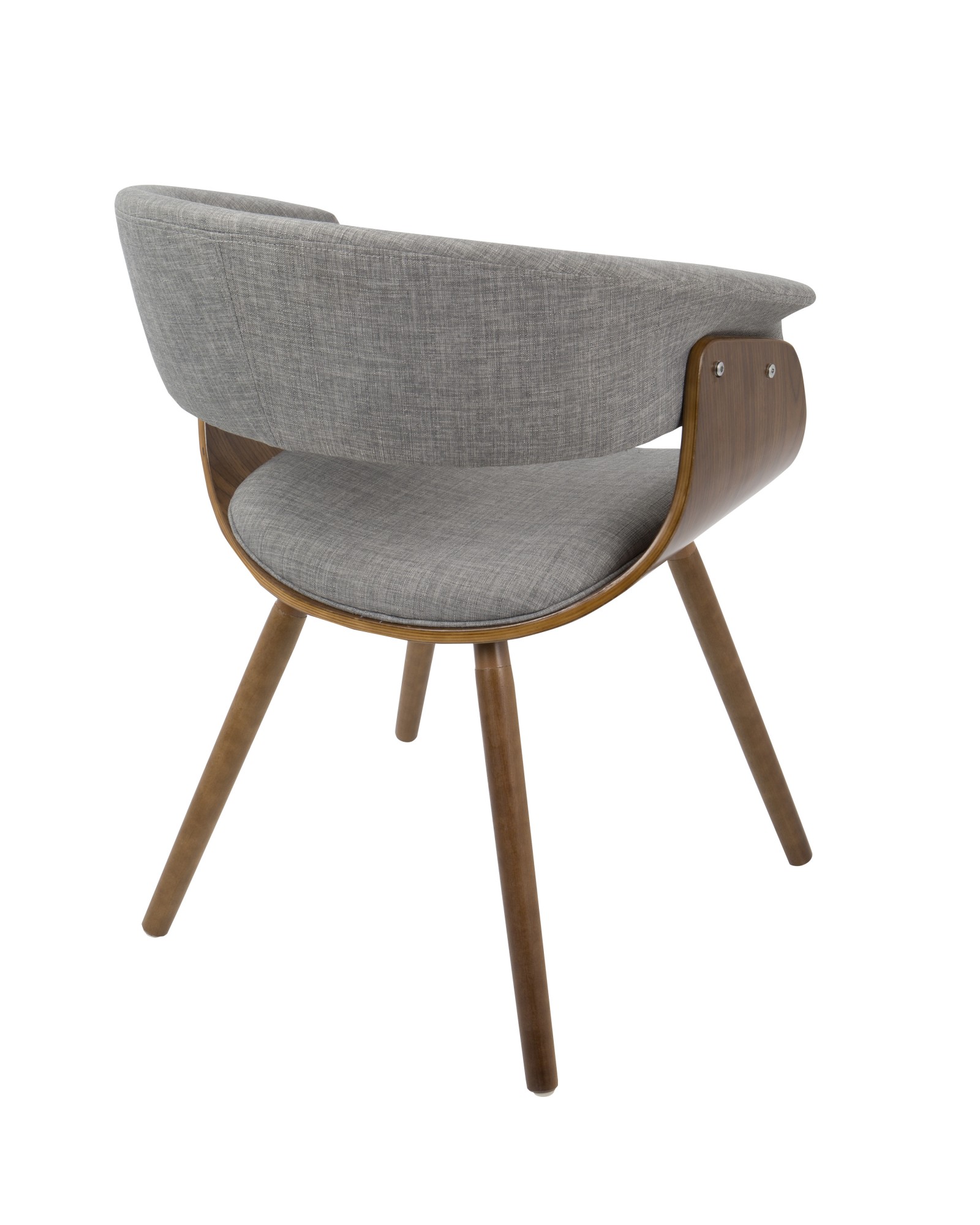 Vintage Mod Mid-Century Modern Chair in Walnut And Light Grey Fabric