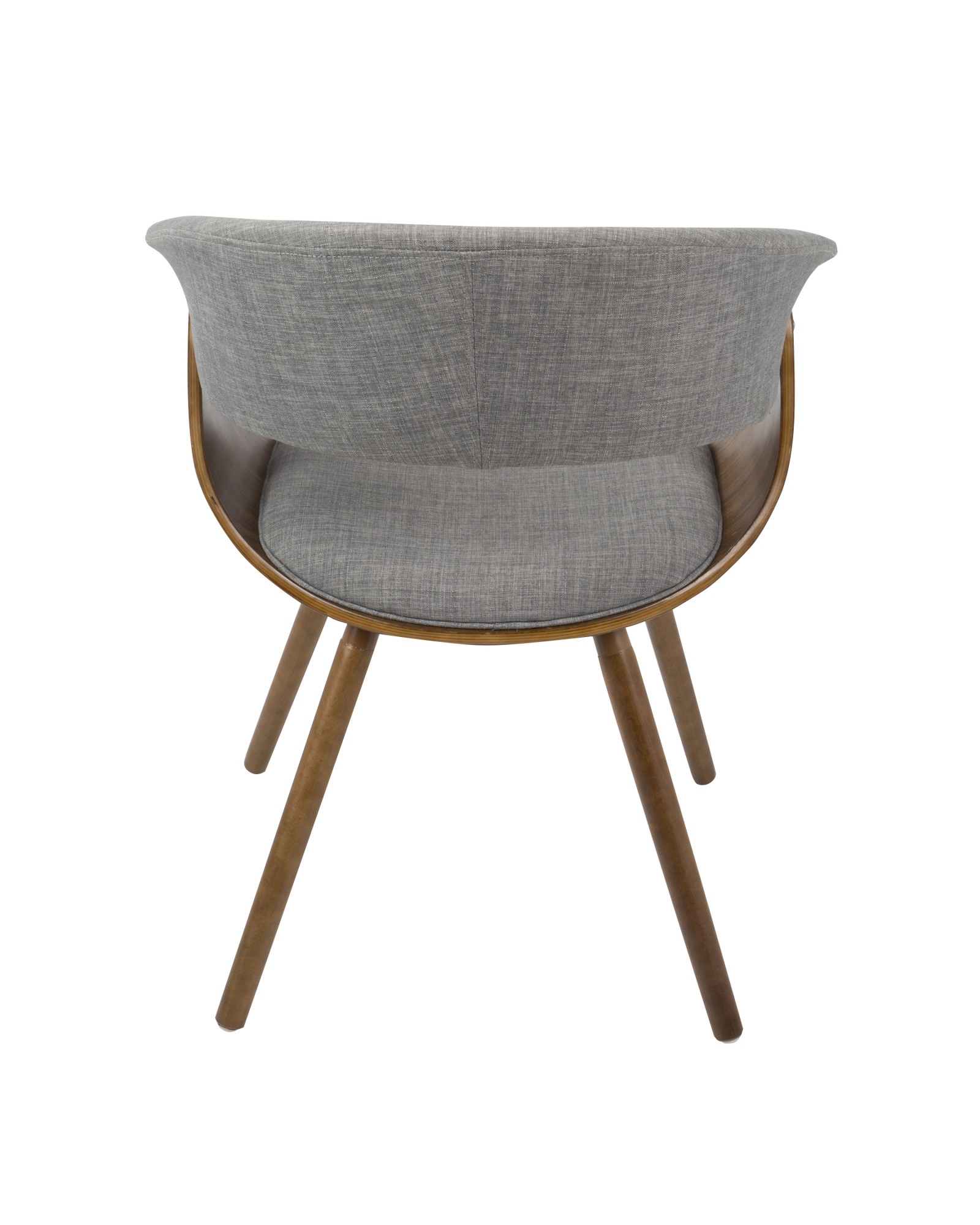 Vintage Mod Mid-Century Modern Chair in Walnut And Light Grey Fabric