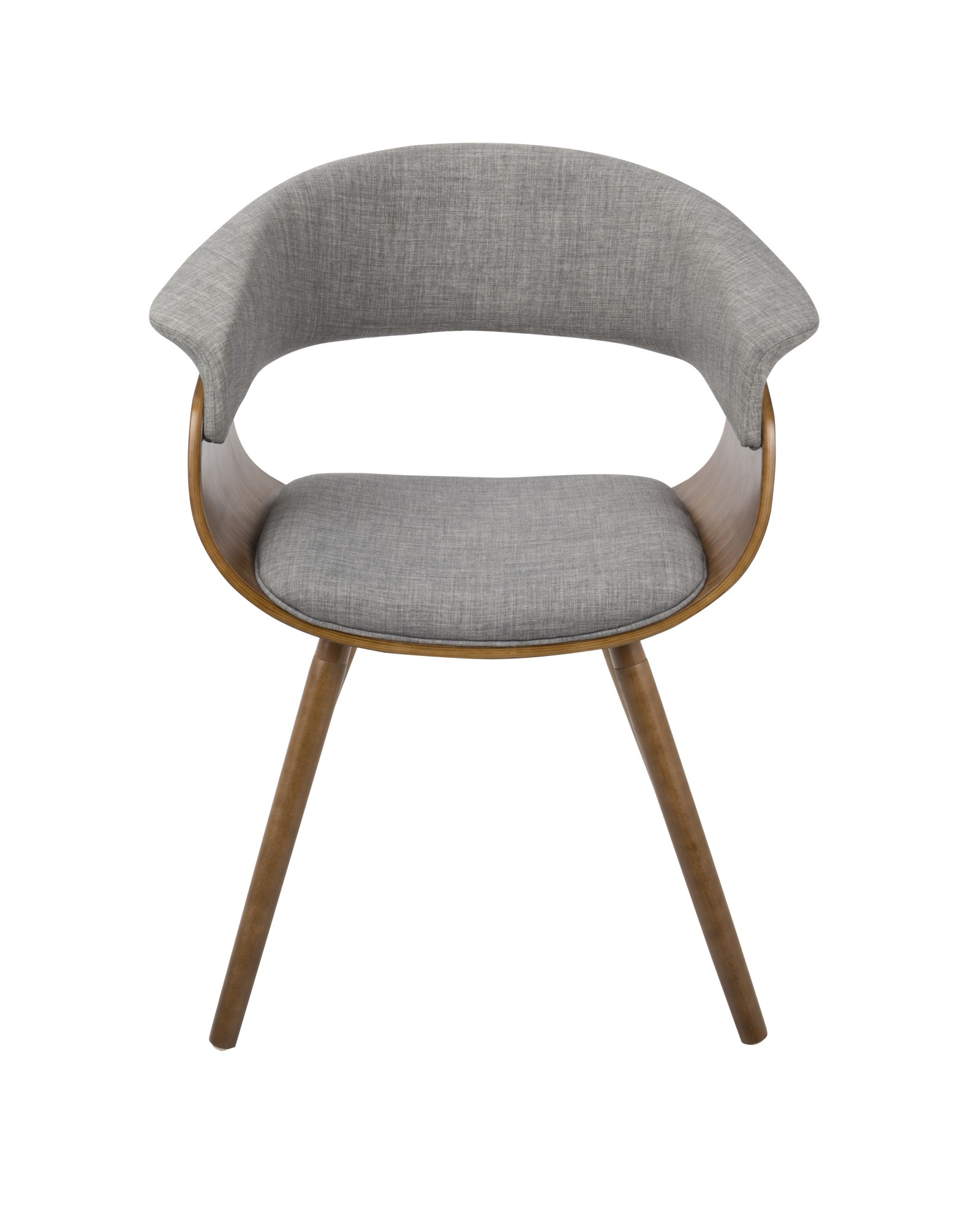 Vintage Mod Mid-Century Modern Chair in Walnut And Light Grey Fabric