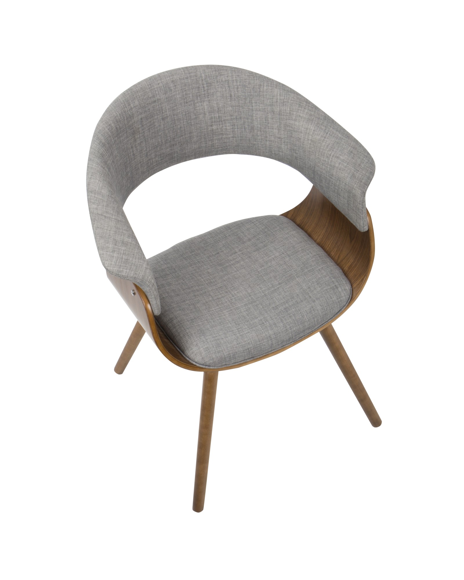 Vintage Mod Mid-Century Modern Chair in Walnut And Light Grey Fabric