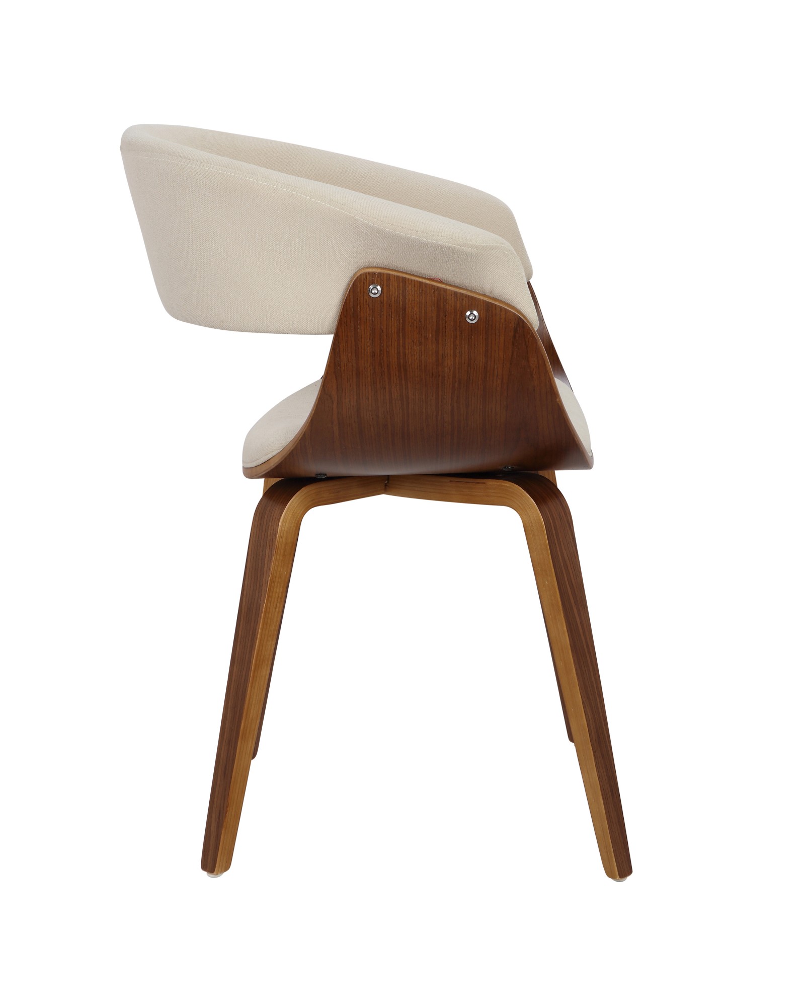 Vintage Mod Mid-Century Modern Dining/Accent Chair in Walnut and Cream