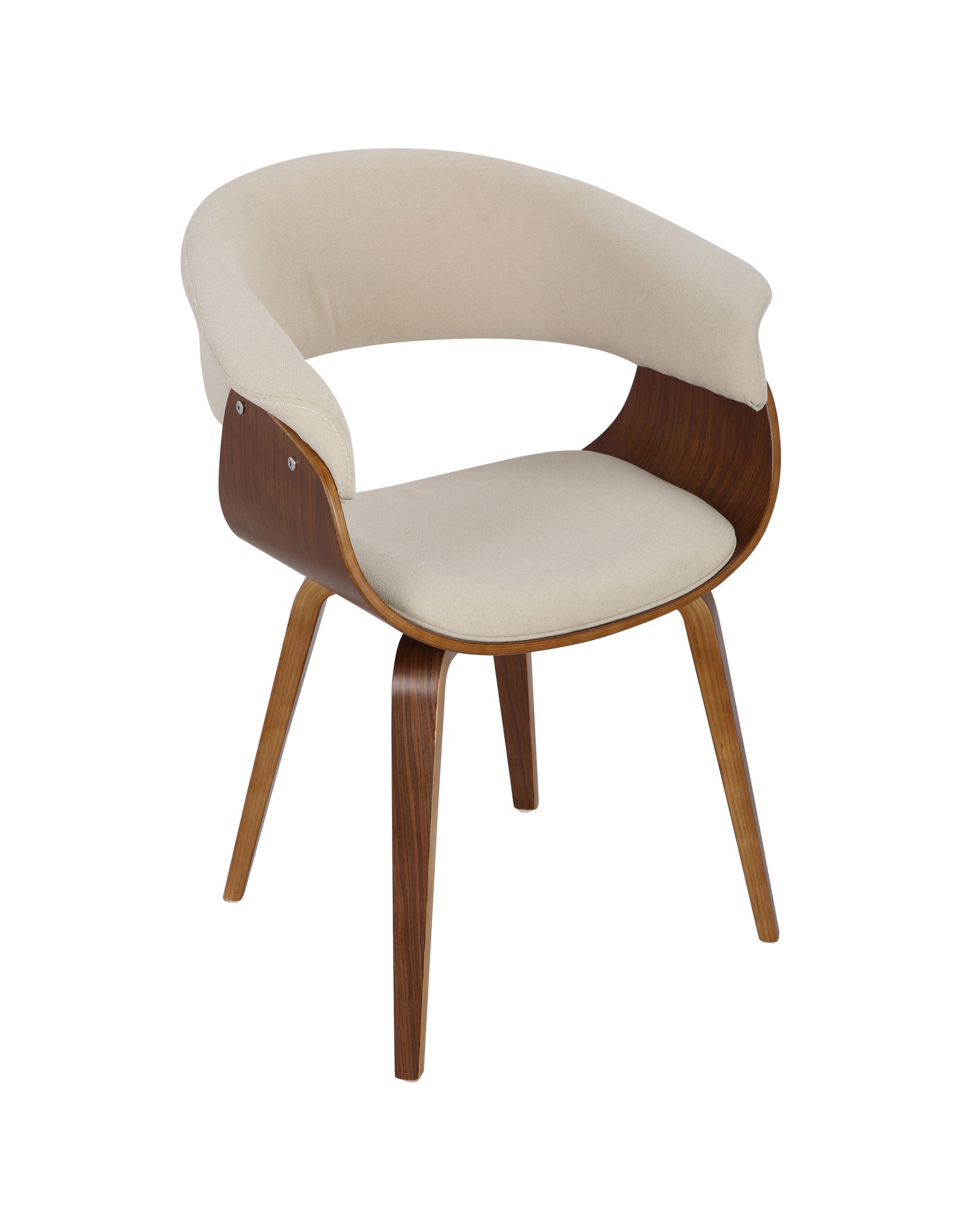 Vintage Mod Mid-Century Modern Dining/Accent Chair in Walnut and Cream