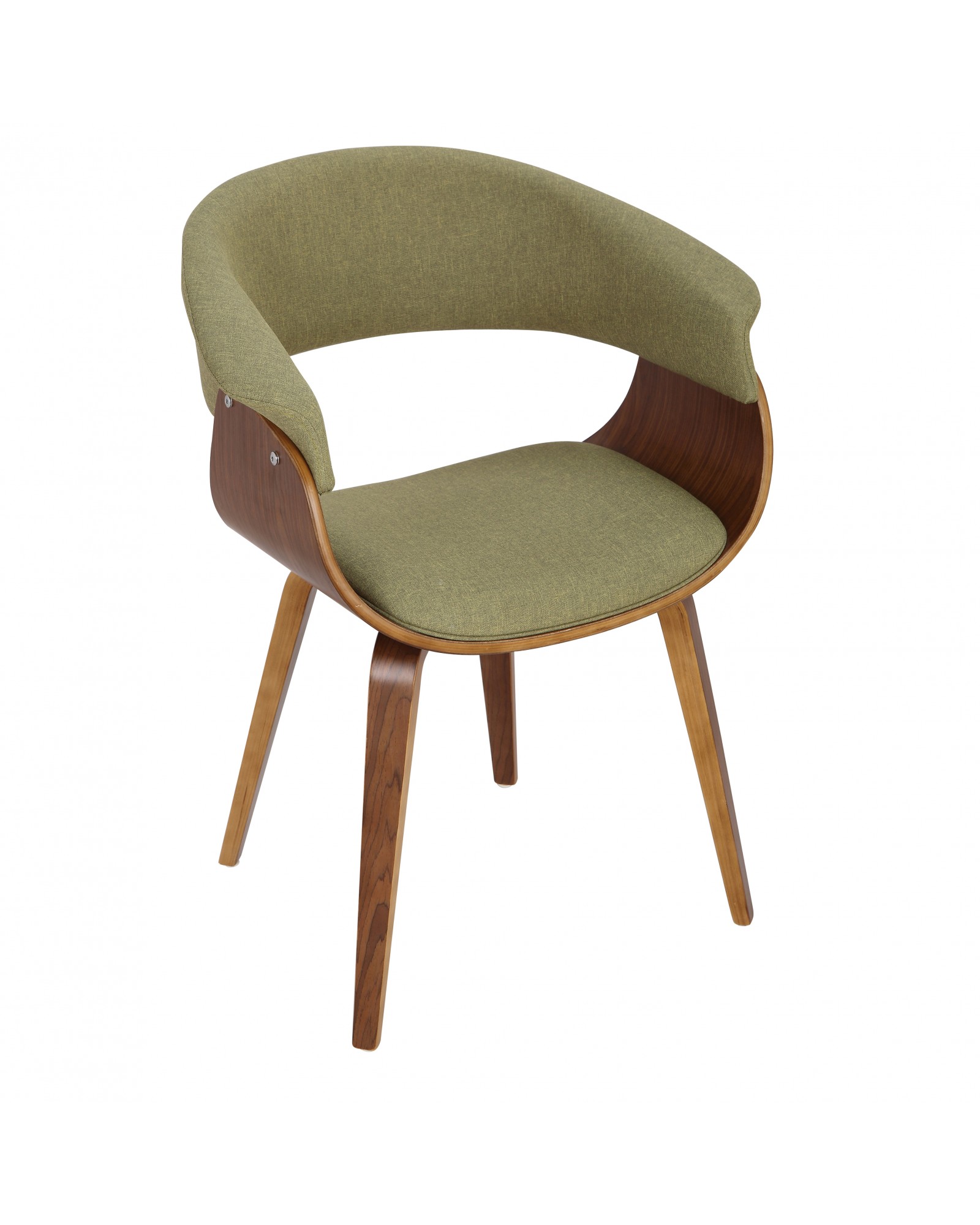 Vintage Mod Mid-Century Modern Dining/Accent Chair in Walnut and Green