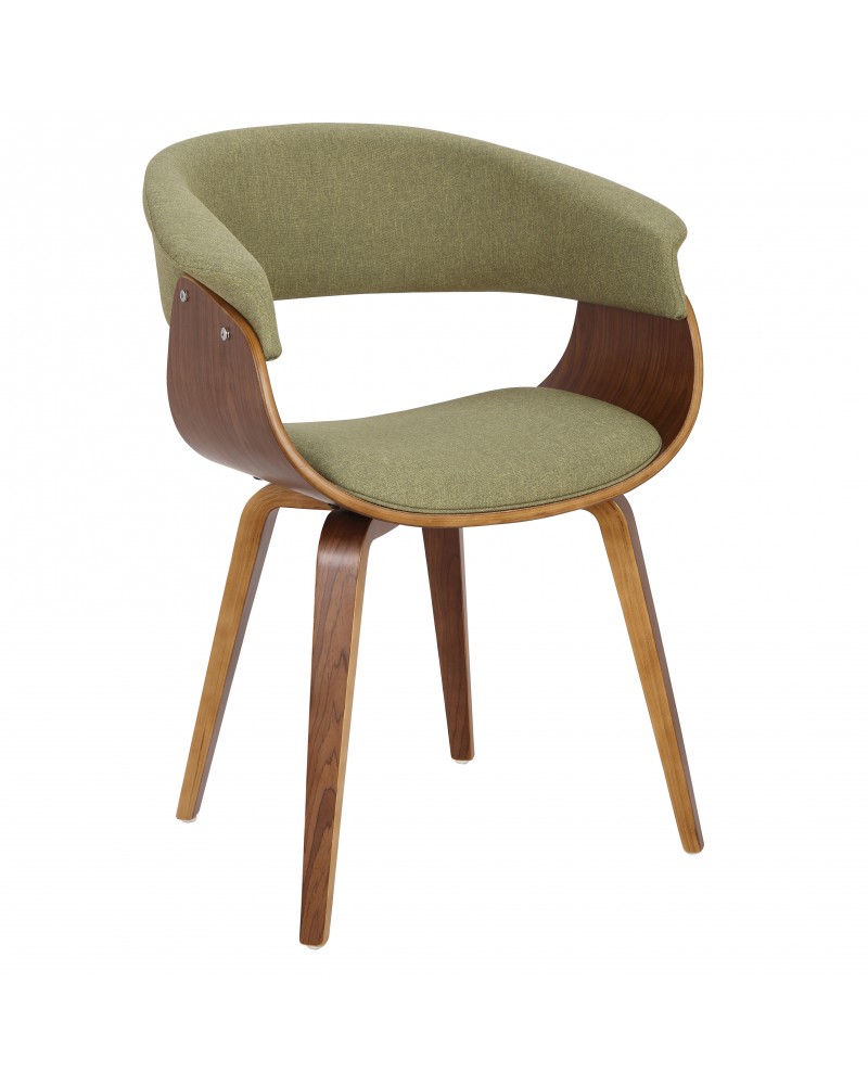 Vintage Mod Mid-Century Modern Dining/Accent Chair in Walnut and Green