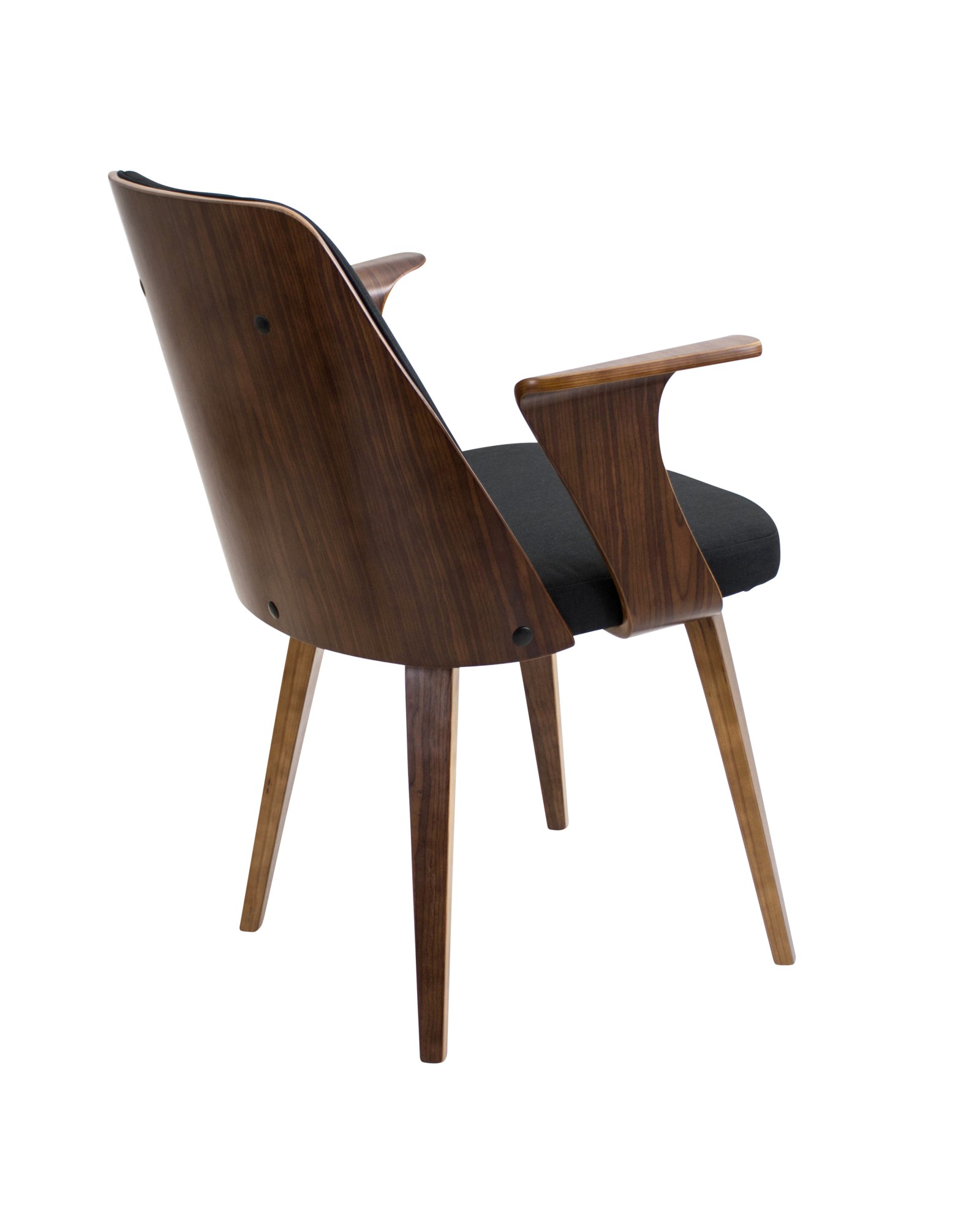Verdana Mid-Century Modern Dining/Accent Chair in Walnut with Black Fabric