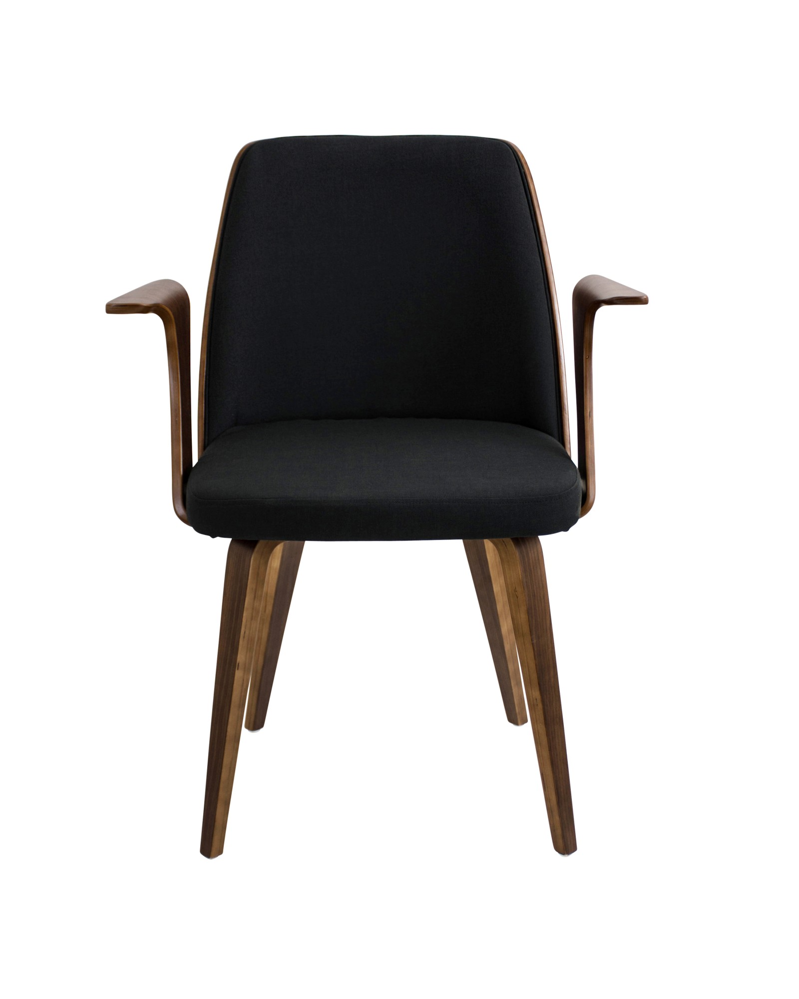 Verdana Mid-Century Modern Dining/Accent Chair in Walnut with Black Fabric