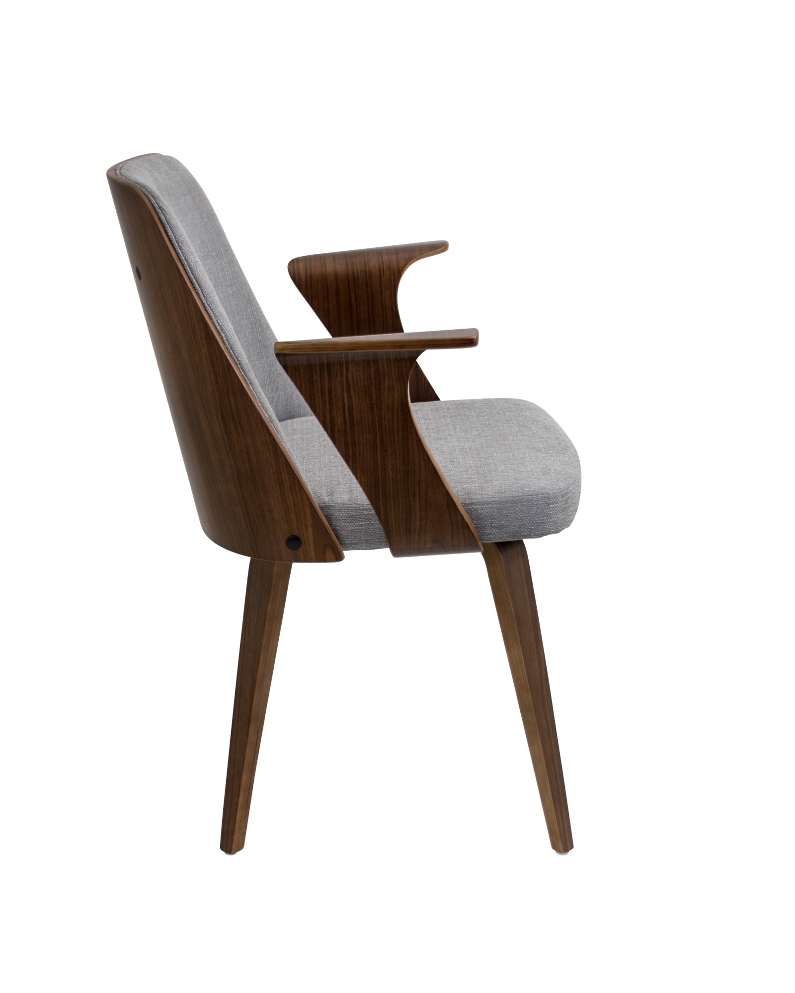 Verdana Mid-Century Modern Dining/Accent Chair in Walnut with Grey Fabric