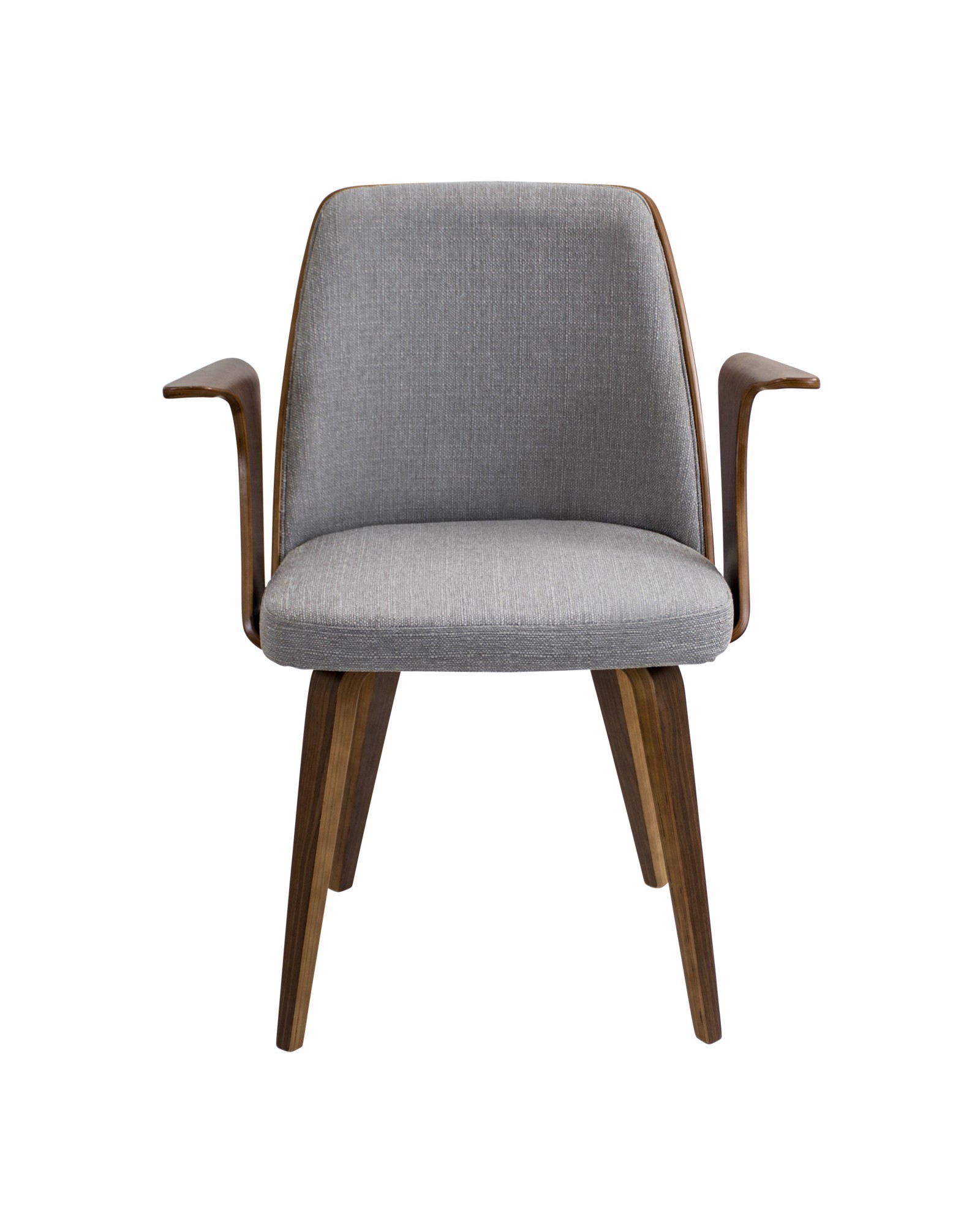 Verdana Mid-Century Modern Dining/Accent Chair in Walnut with Grey Fabric