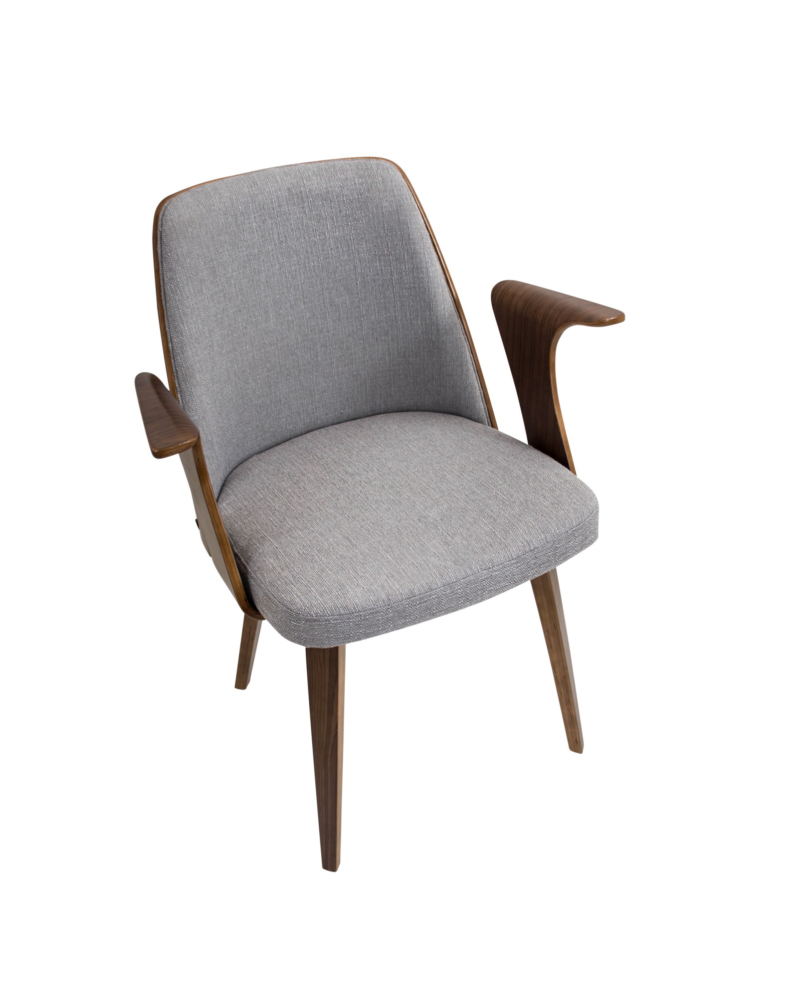 Verdana Mid-Century Modern Dining/Accent Chair in Walnut with Grey Fabric