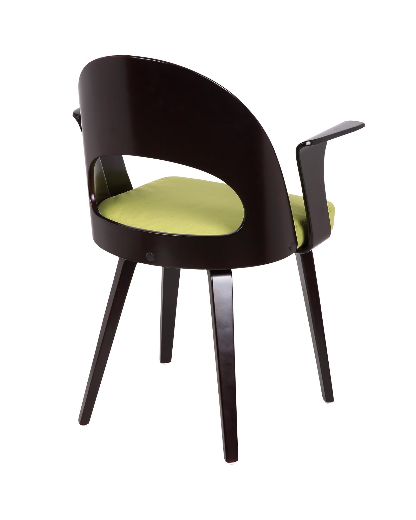 Verino Mid-Century Modern Dining/Accent Chair in Espresso with Green Velvet