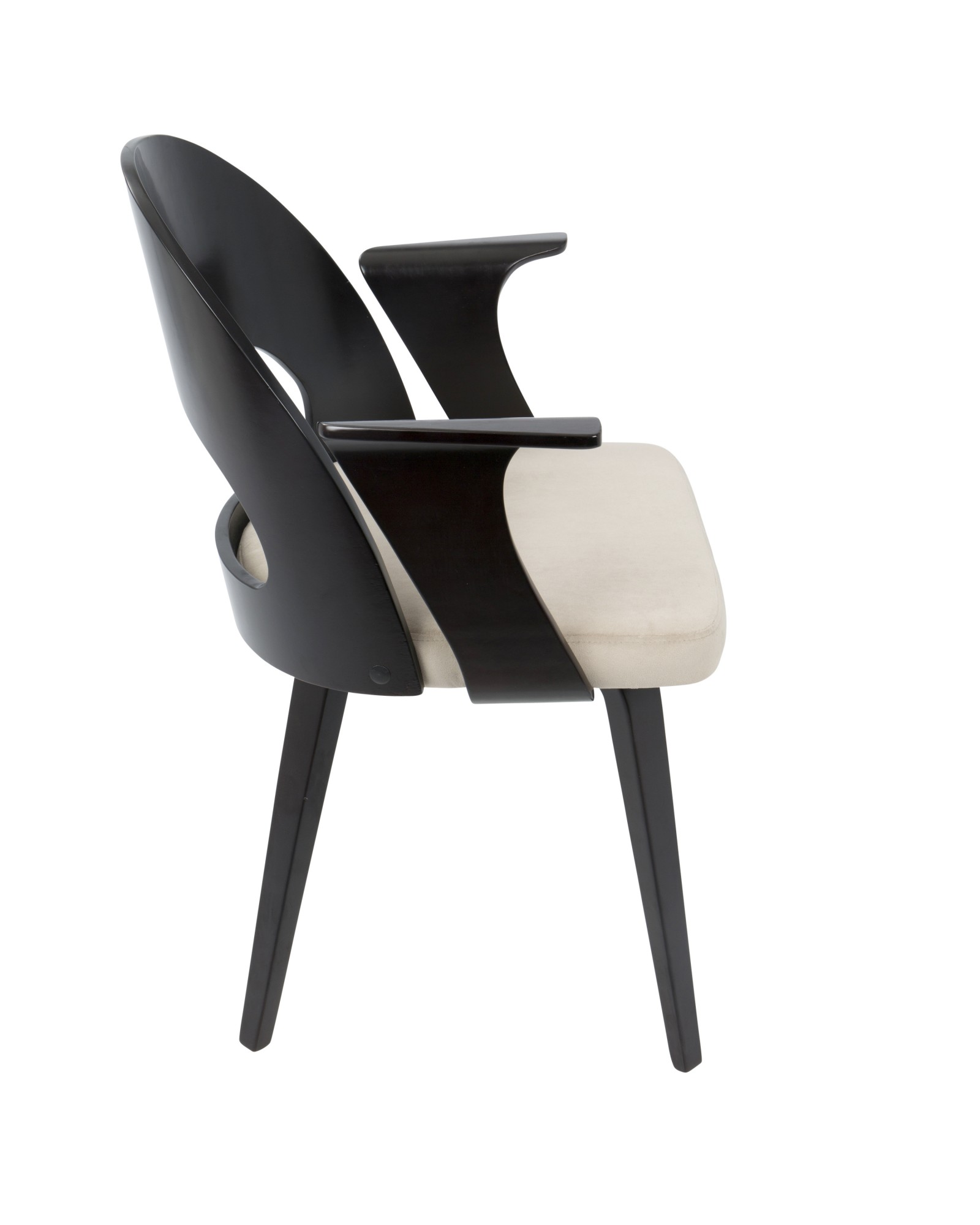 Verino Mid-Century Modern Dining/Accent Chair in Espresso with Light Brown Velvet
