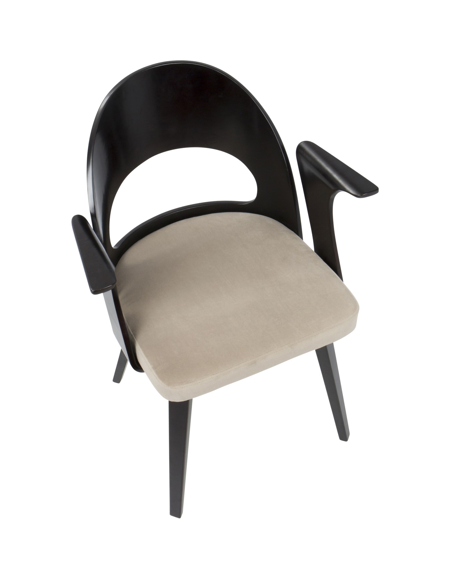 Verino Mid-Century Modern Dining/Accent Chair in Espresso with Light Brown Velvet