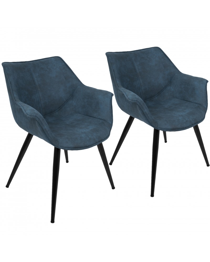 Wrangler Contemporary Accent Chair in Blue - Set of 2