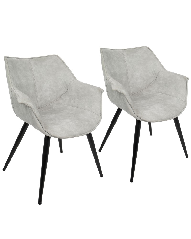 Wrangler Contemporary Accent Chair in Light Grey - Set of 2