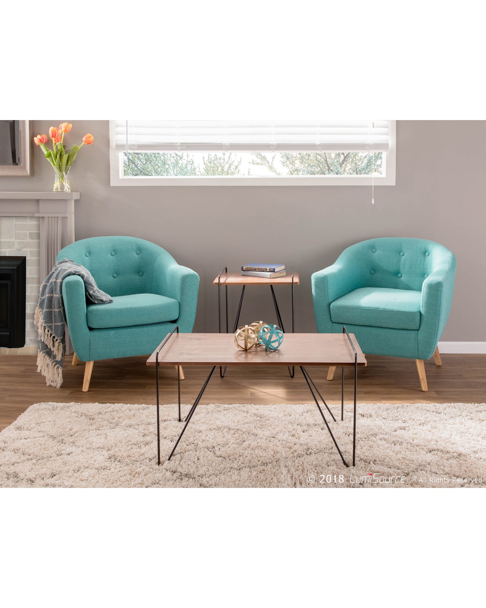 Rockwell Mid Century Modern Accent Chair in Teal