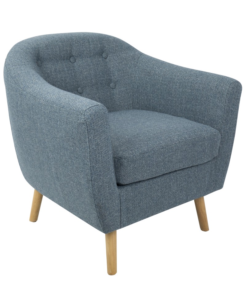 Rockwell Mid-Century Modern Accent Chair with Noise Fabric in Blue
