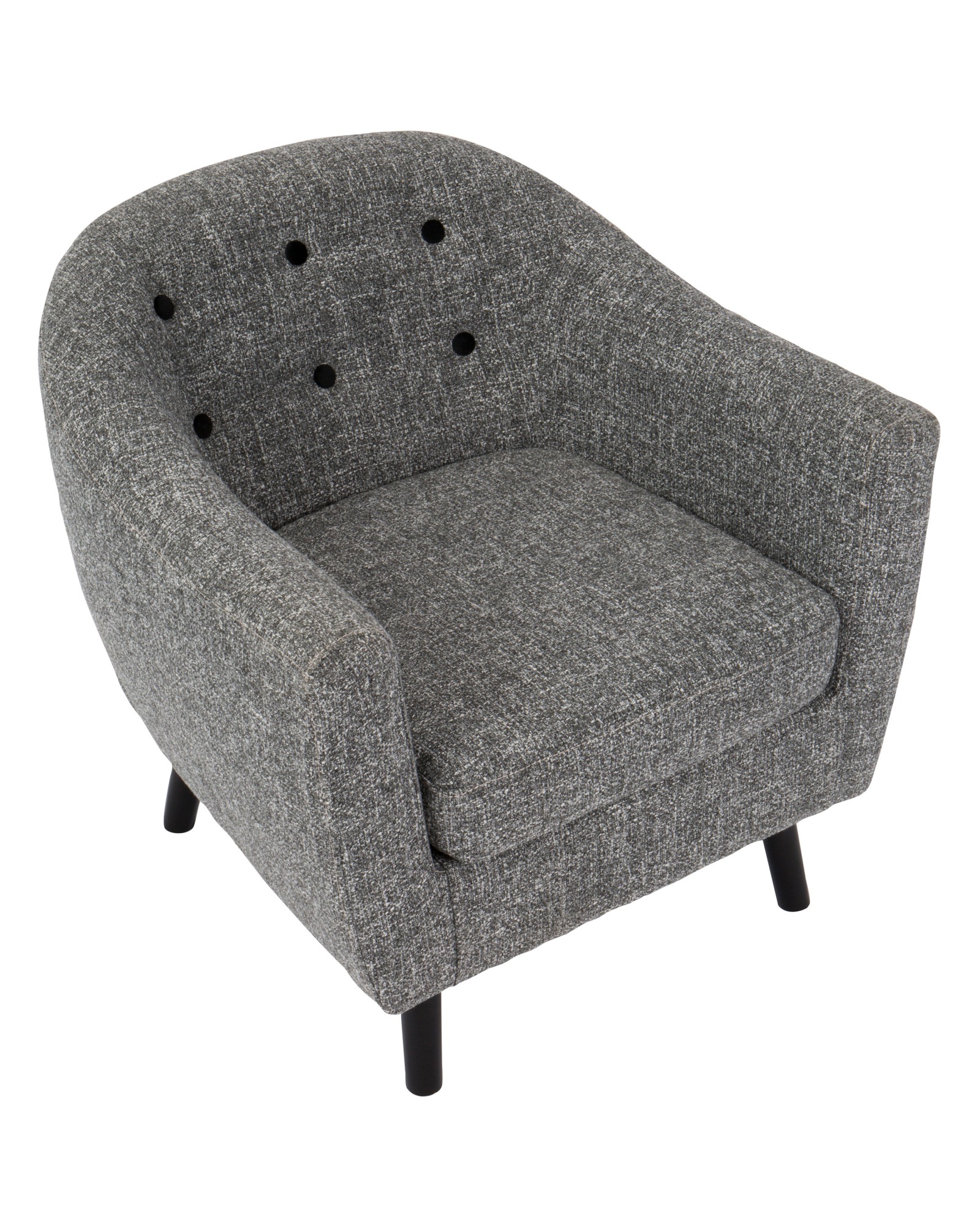 Rockwell Mid-Century Modern Accent Chair with Noise Fabric in Dark Grey