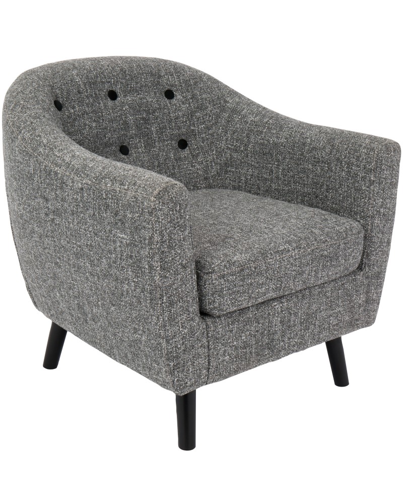 Rockwell Mid-Century Modern Accent Chair with Noise Fabric in Dark Grey