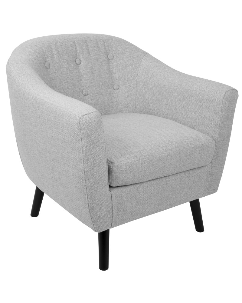 Rockwell Mid-Century Modern Accent Chair with Noise Fabric in Light Grey