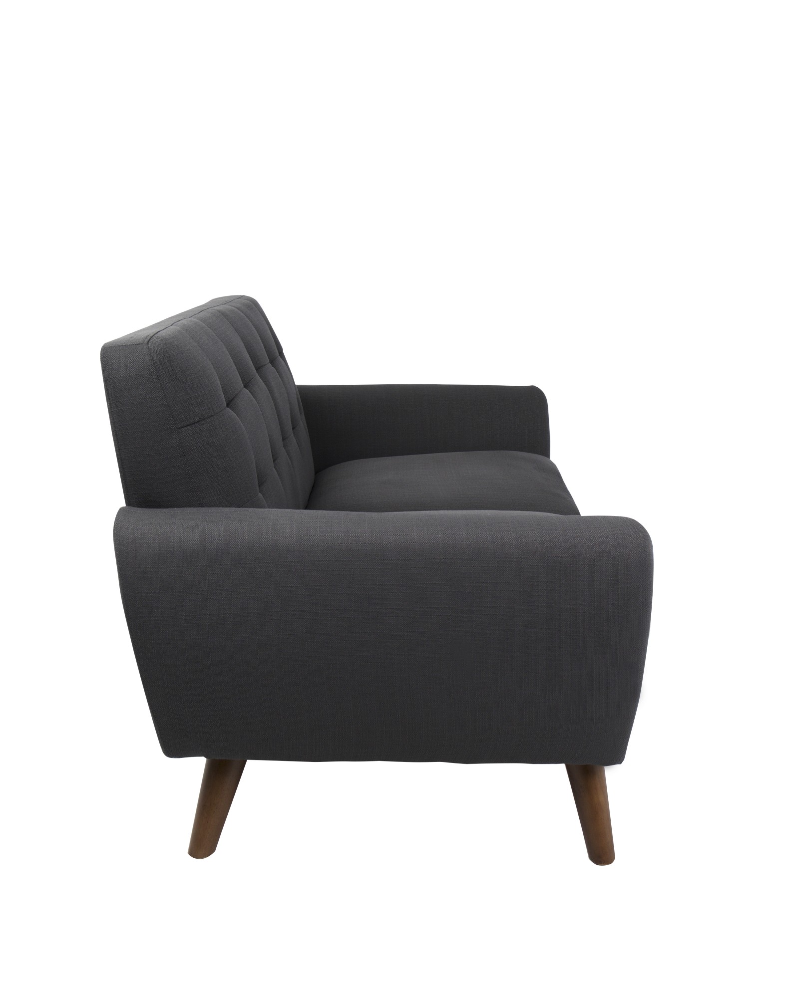 Hemingway Mid-Century Modern Settee in Charcoal Grey