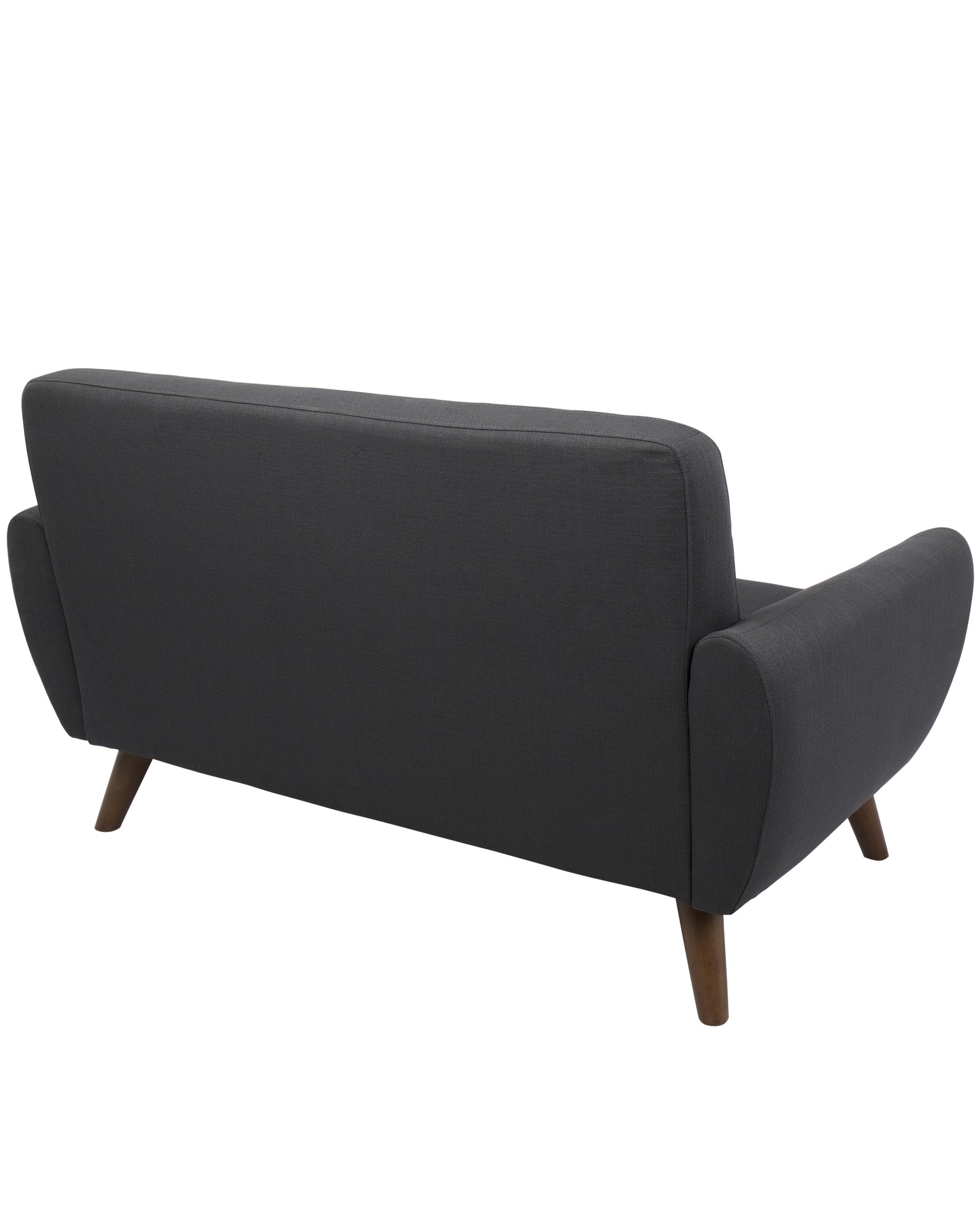 Hemingway Mid-Century Modern Settee in Charcoal Grey