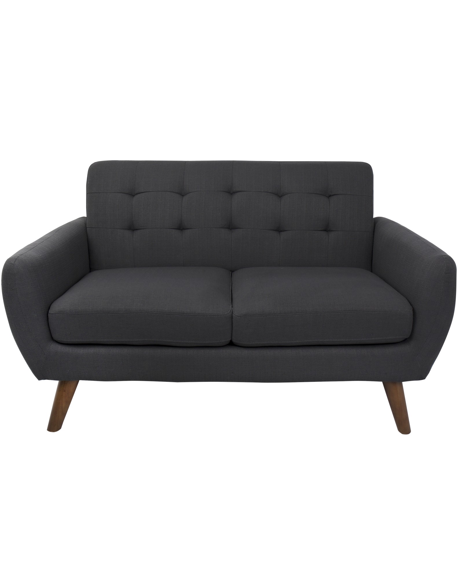 Hemingway Mid-Century Modern Settee in Charcoal Grey