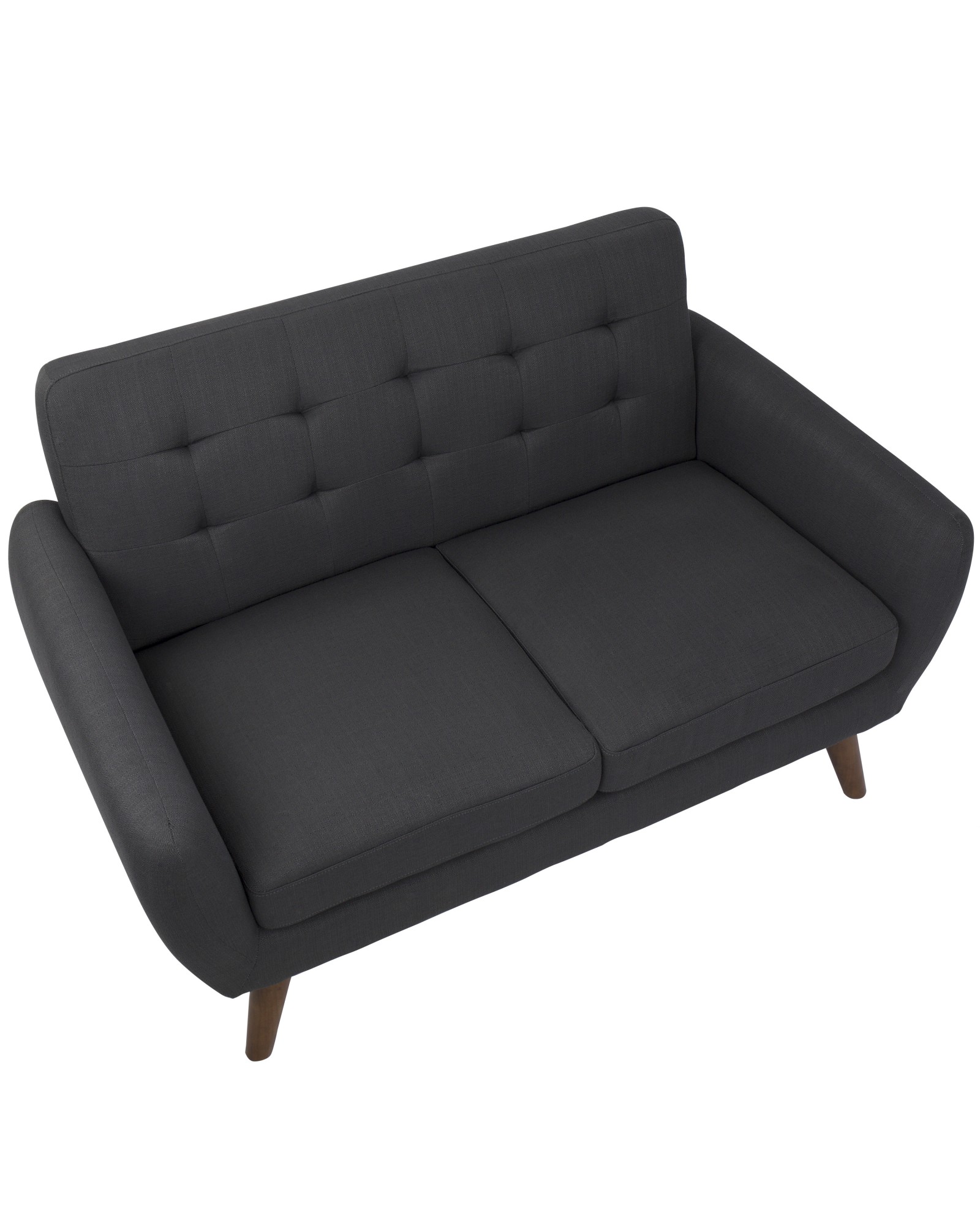 Hemingway Mid-Century Modern Settee in Charcoal Grey