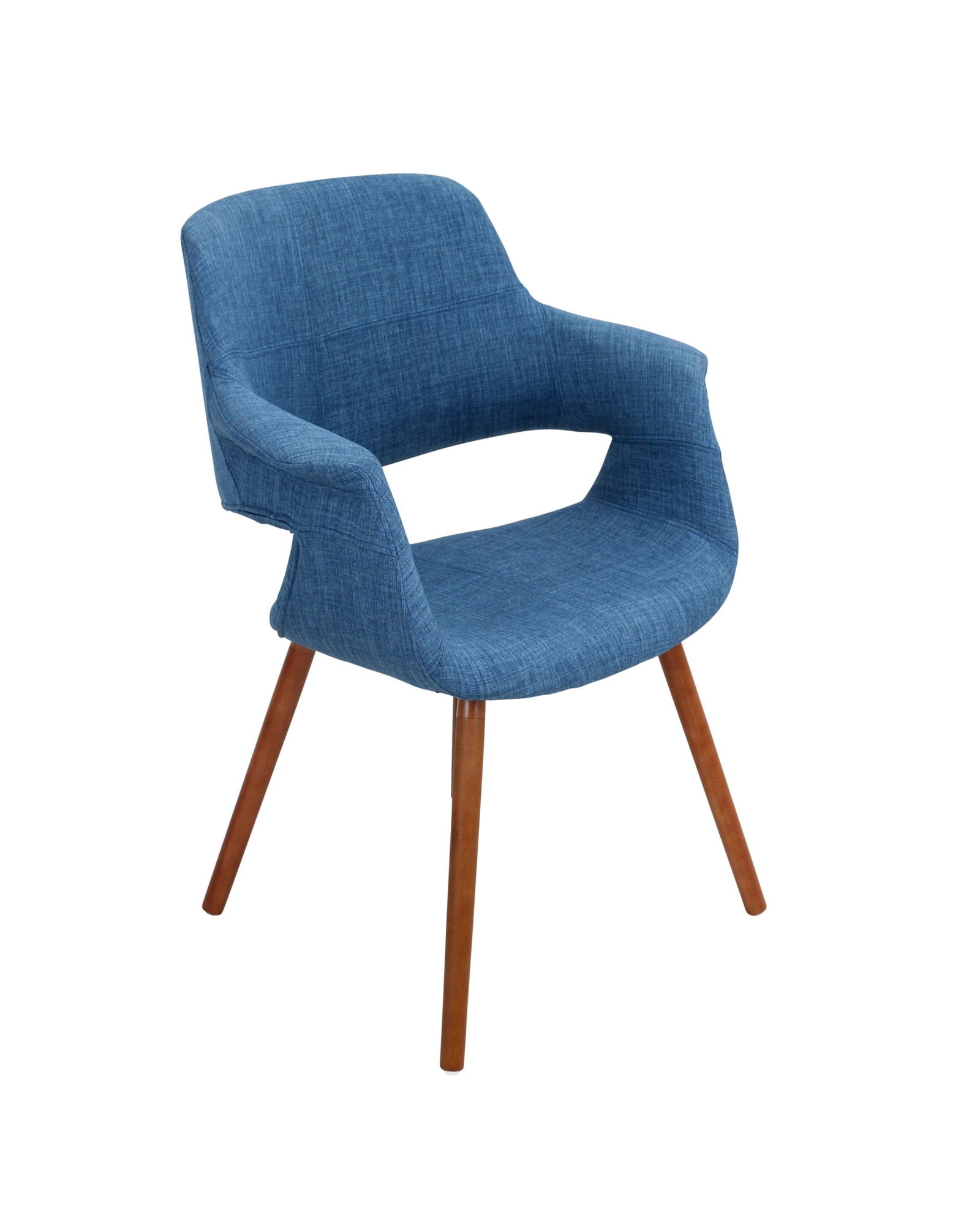 Vintage Flair Mid-Century Modern Chair in Walnut and Blue