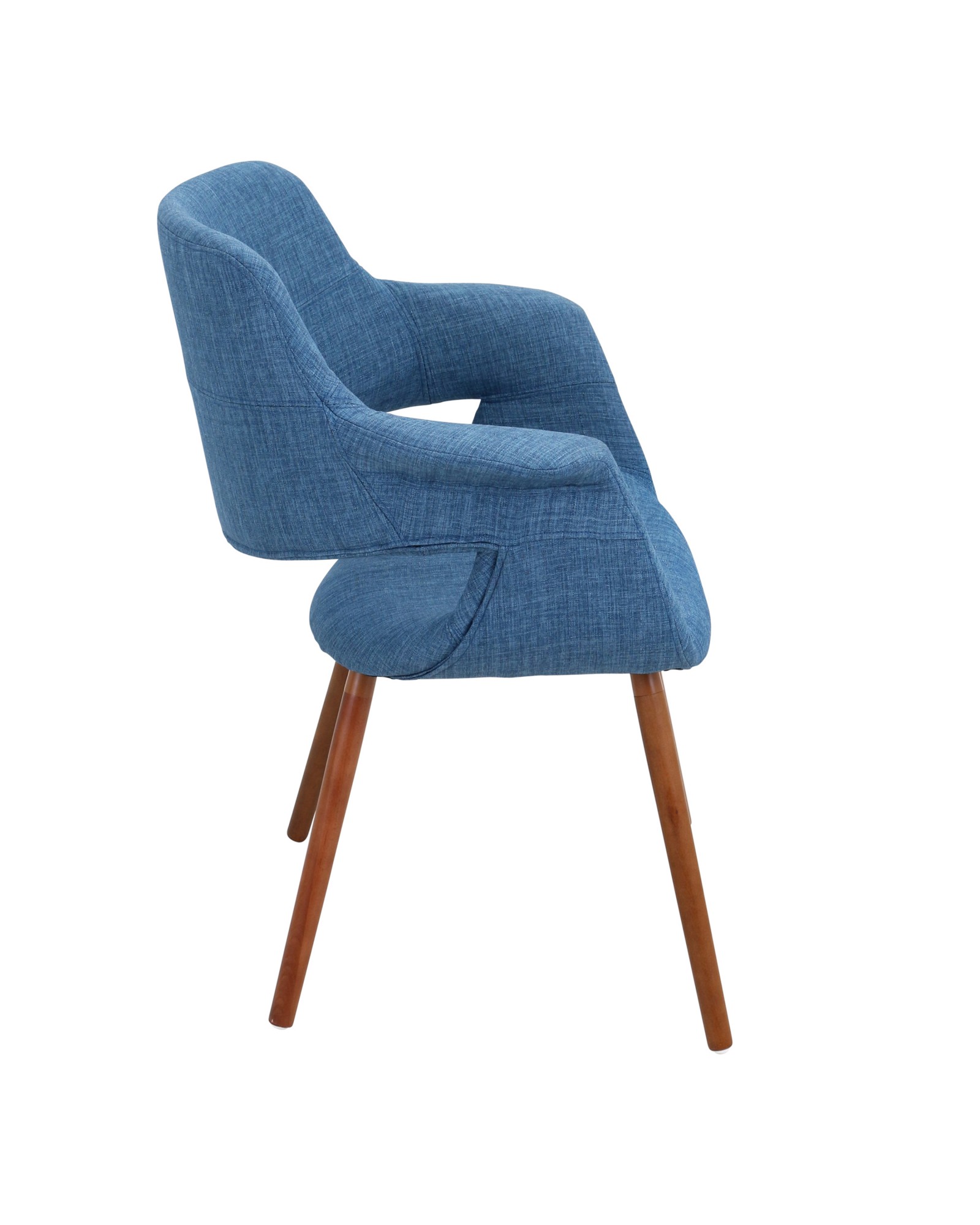 Vintage Flair Mid-Century Modern Chair in Walnut and Blue