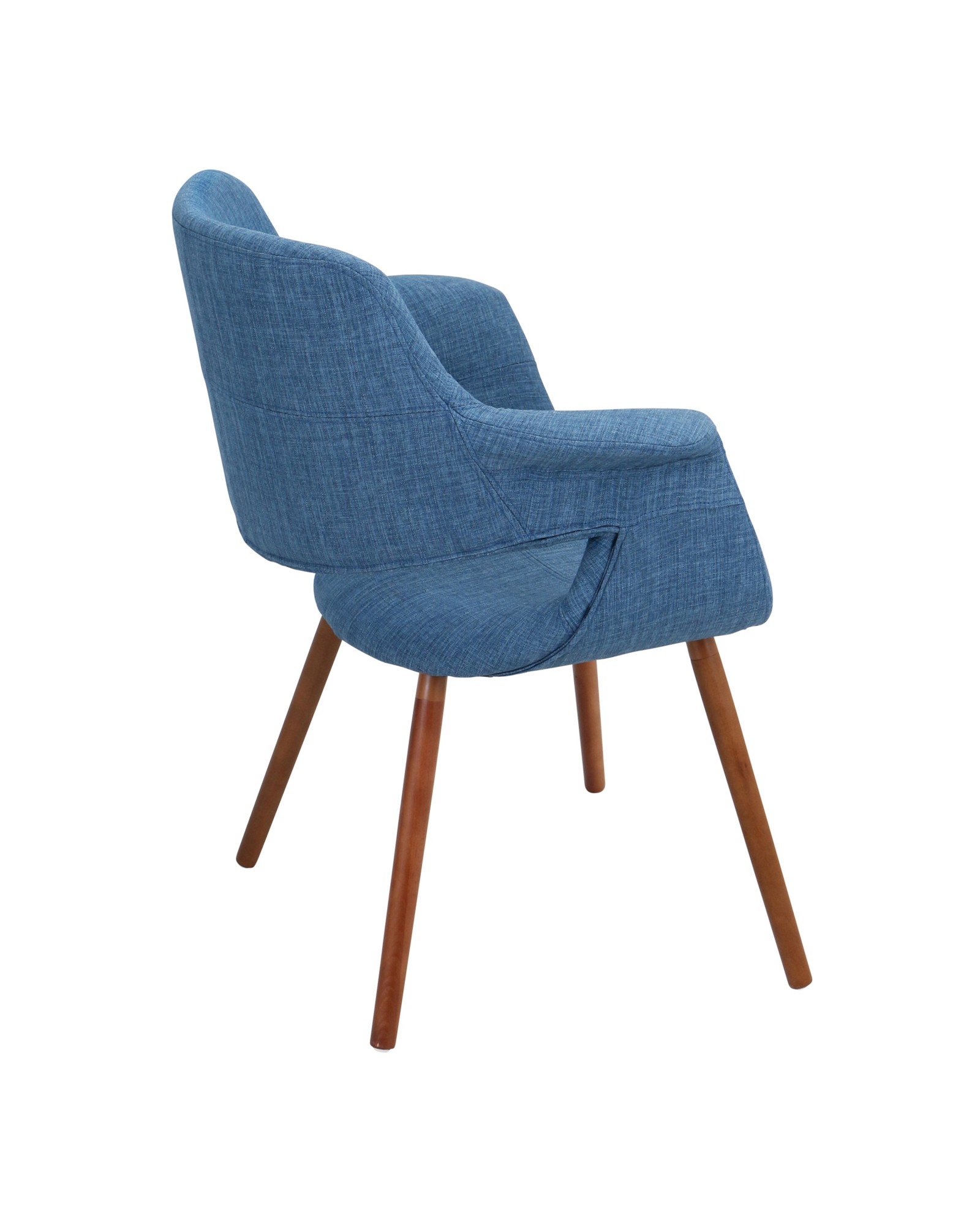 Vintage Flair Mid-Century Modern Chair in Walnut and Blue