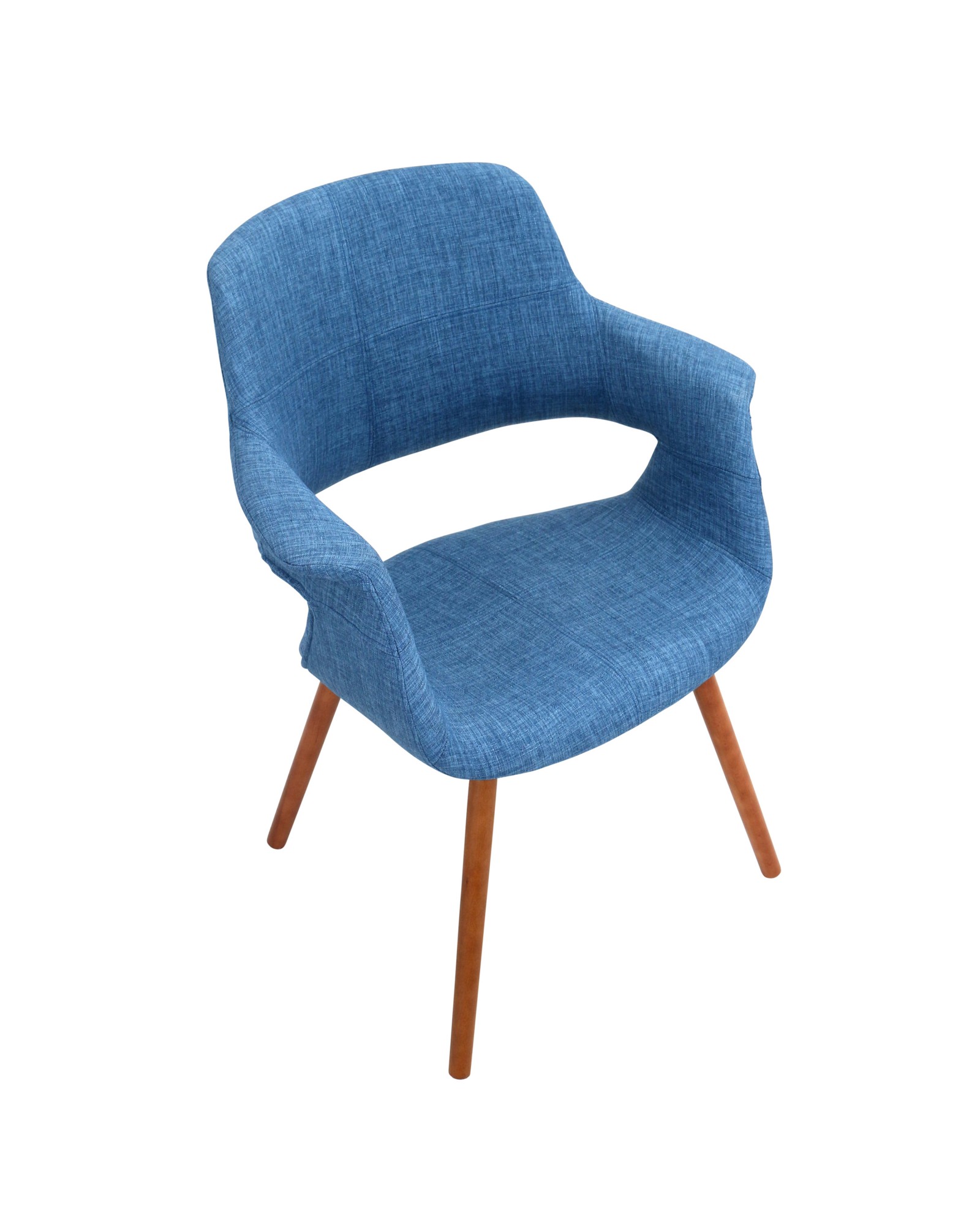 Vintage Flair Mid-Century Modern Chair in Walnut and Blue