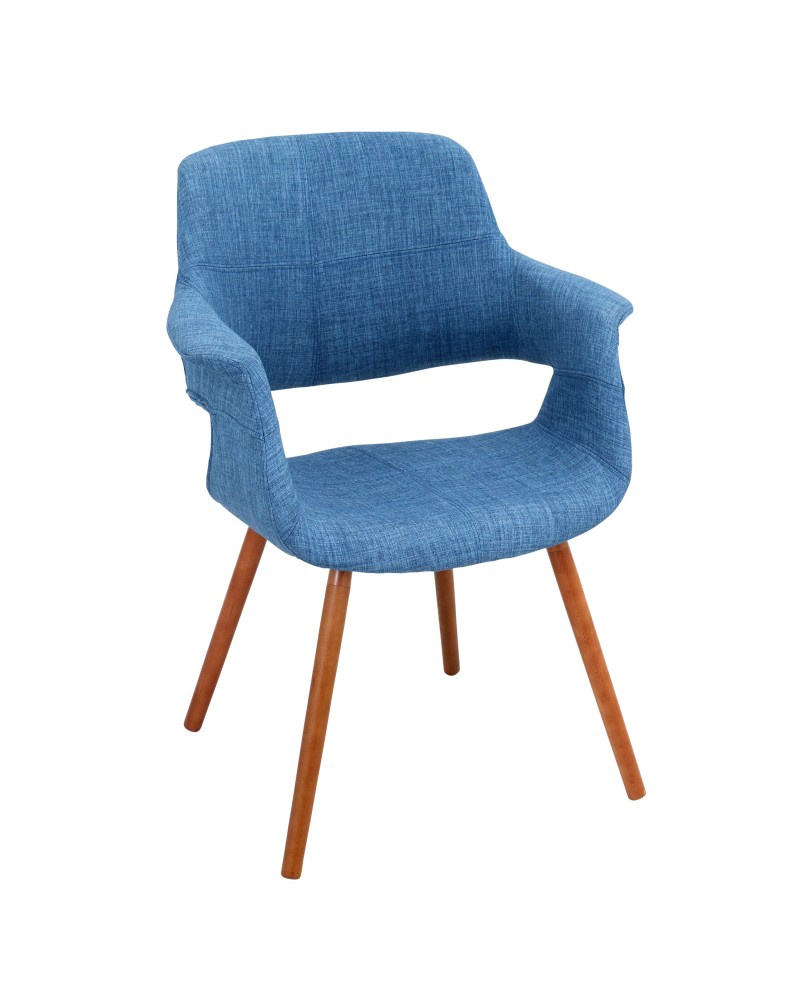 Vintage Flair Mid-Century Modern Chair in Walnut and Blue