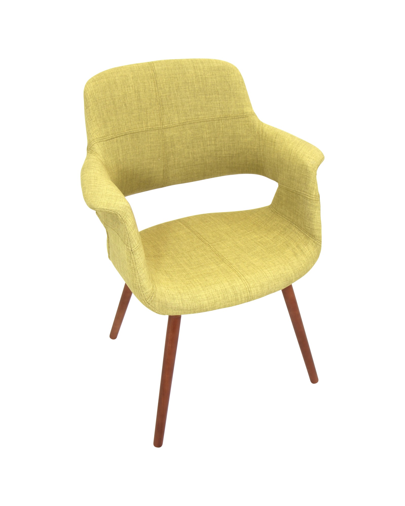 Vintage Flair Mid-Century Modern Chair in Walnut and Green