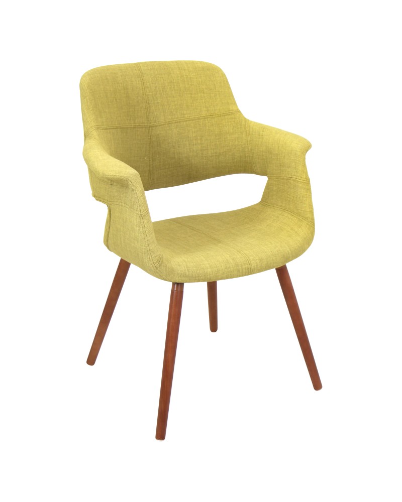 Vintage Flair Mid-Century Modern Chair in Walnut and Green