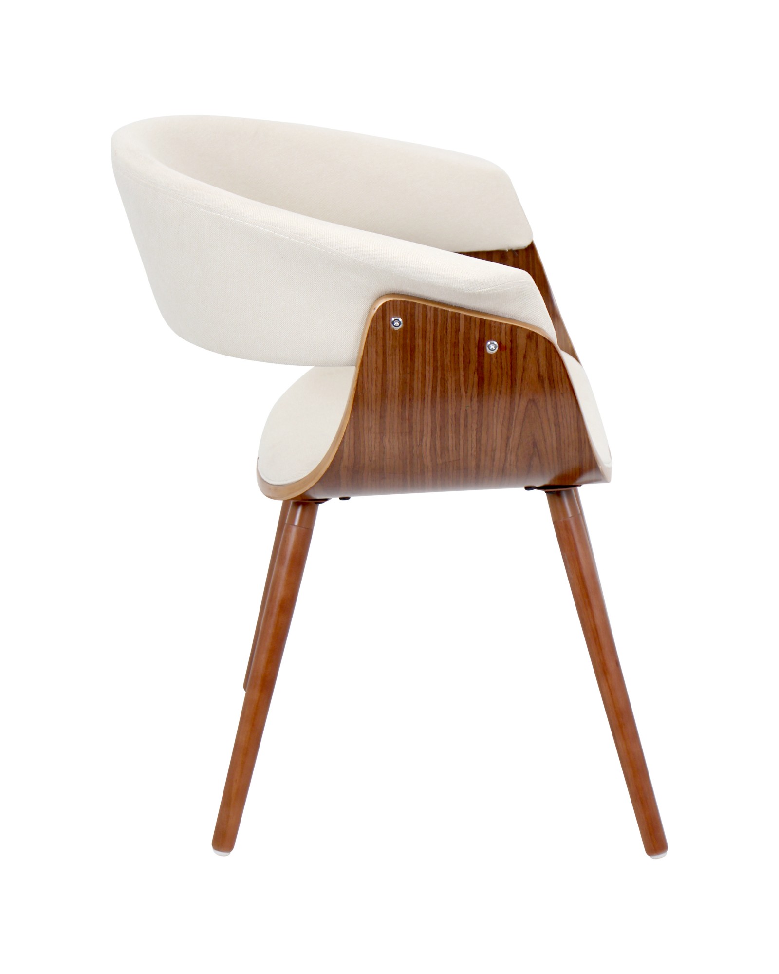 Vintage Mod Mid-Century Modern Chair in Walnut and Cream Fabric