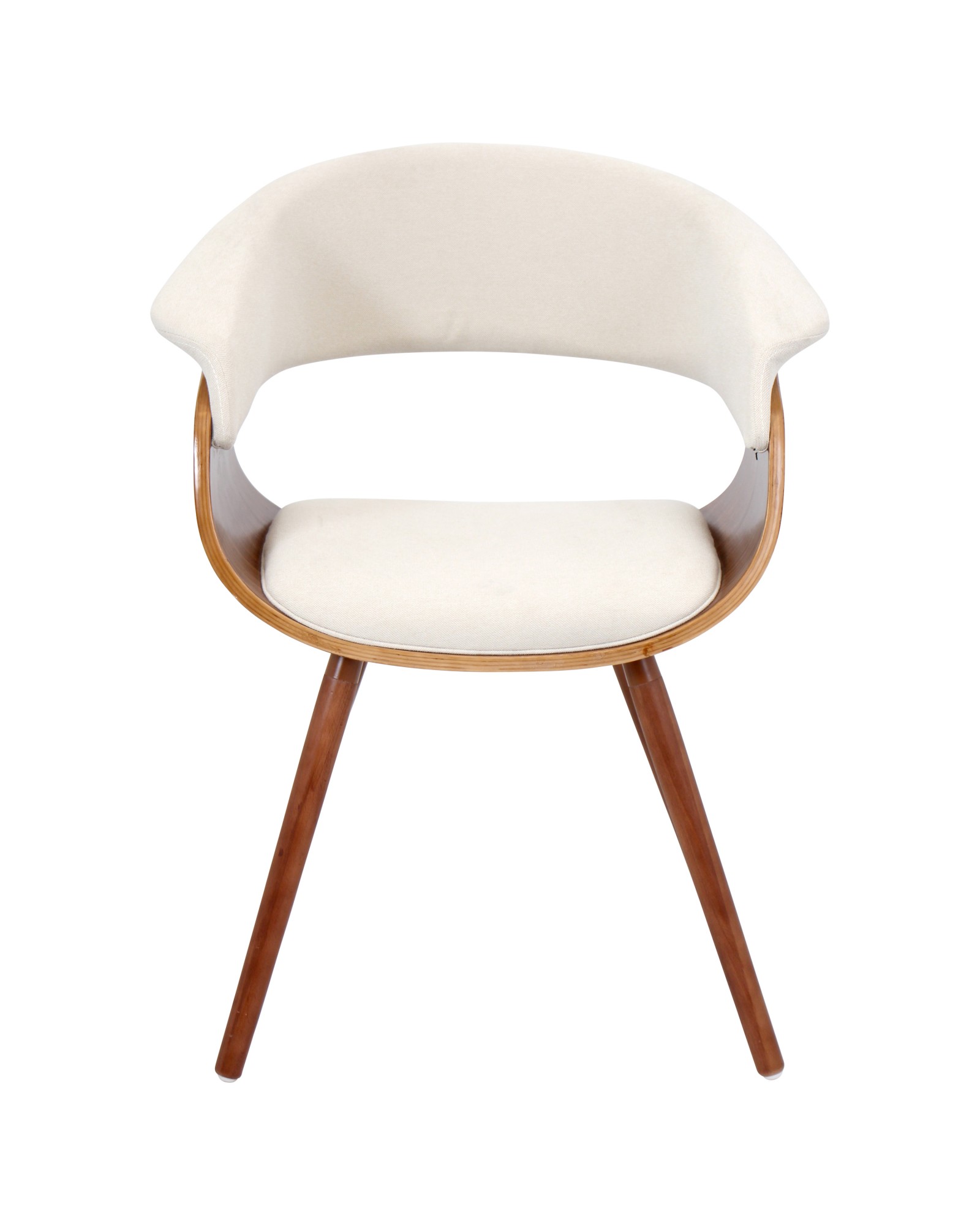 Vintage Mod Mid-Century Modern Chair in Walnut and Cream Fabric