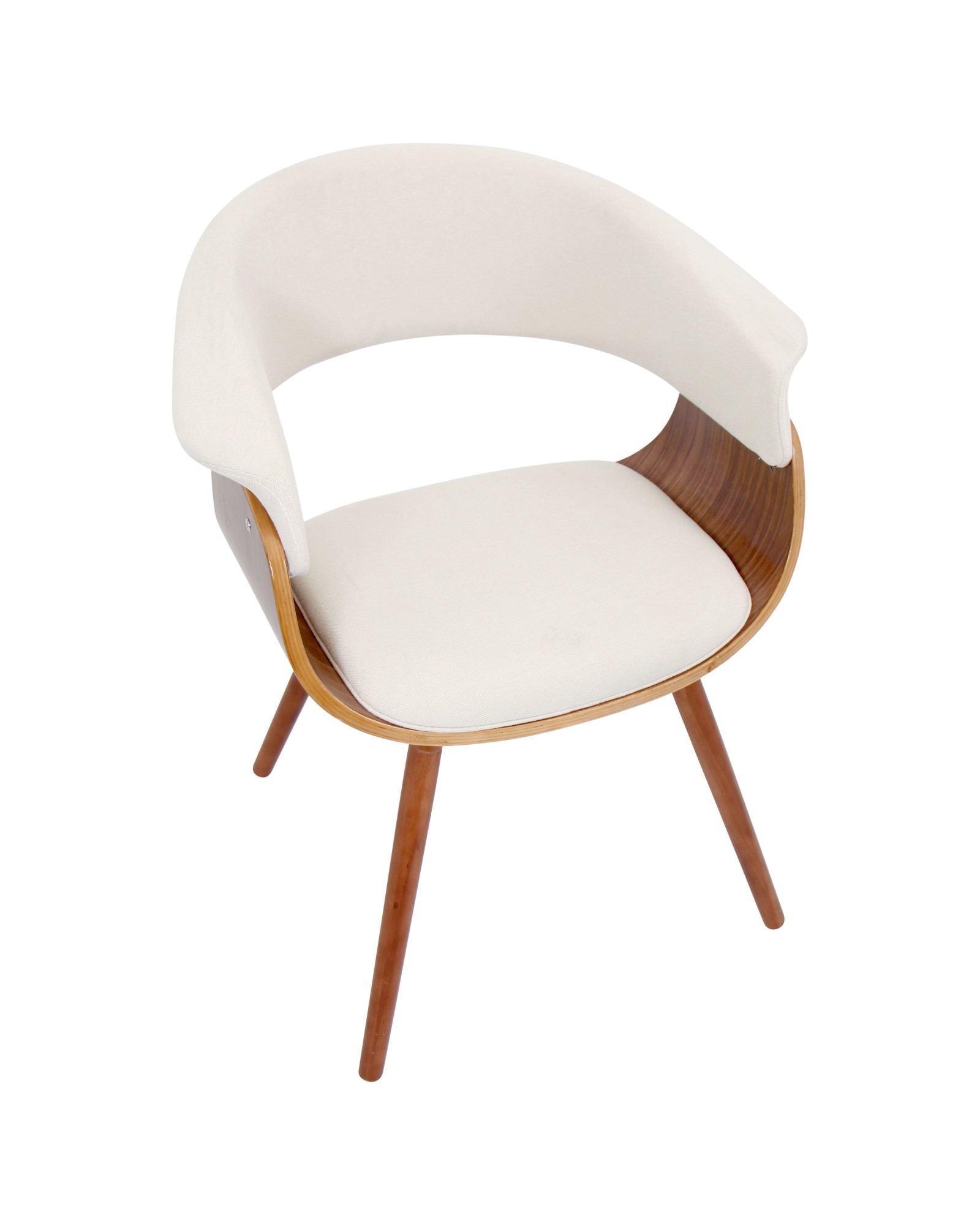 Vintage Mod Mid-Century Modern Chair in Walnut and Cream Fabric