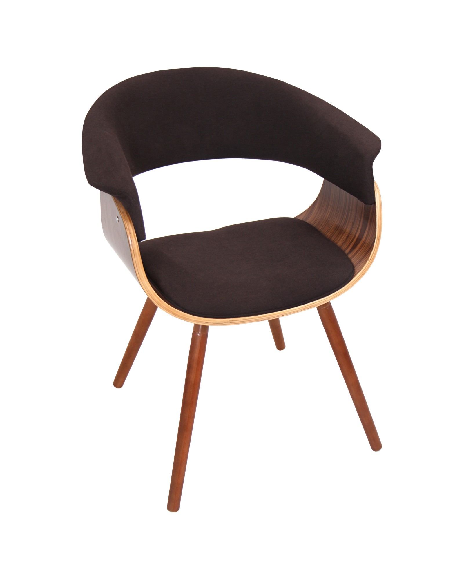 Vintage Mod Mid-century Modern Chair in Walnut and Espresso Fabric