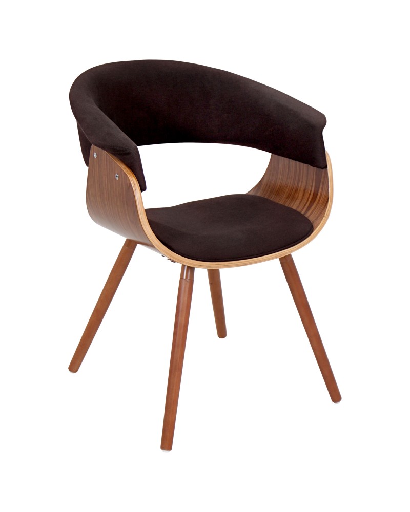 Vintage Mod Mid-century Modern Chair in Walnut and Espresso Fabric