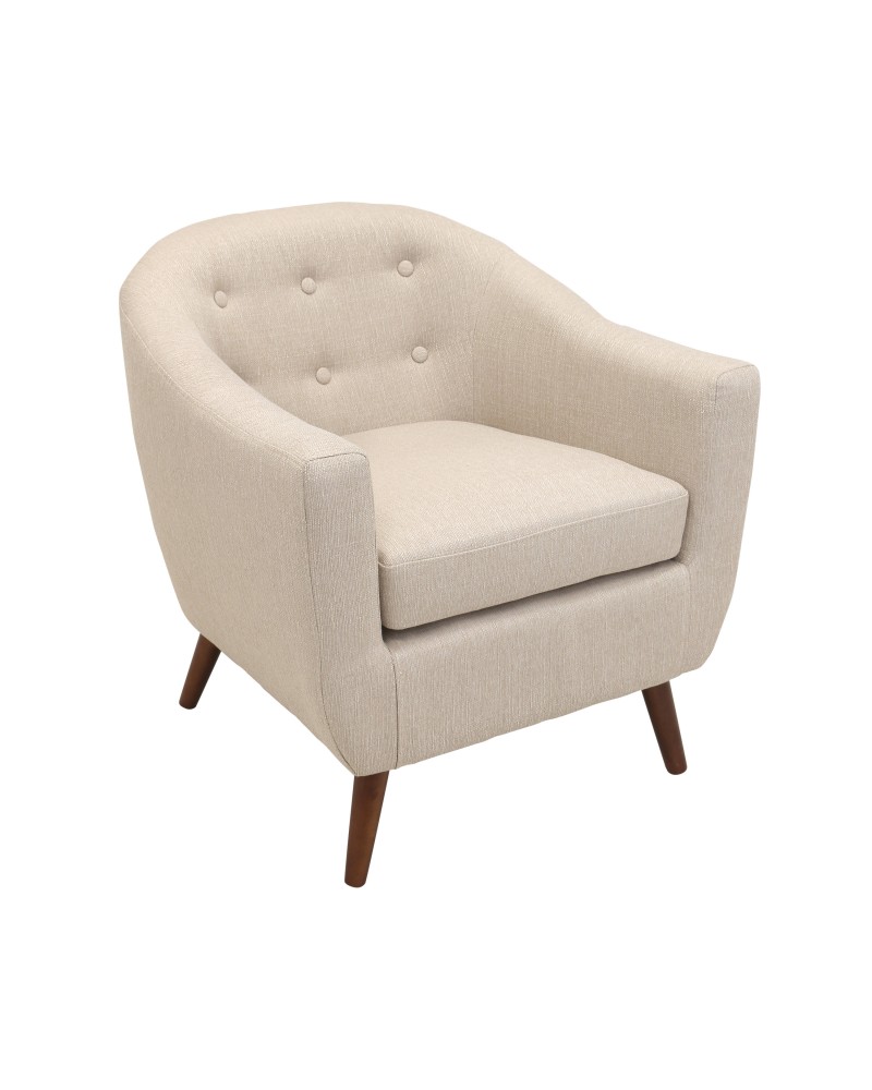 Rockwell Mid Century Modern Accent Chair in Cream