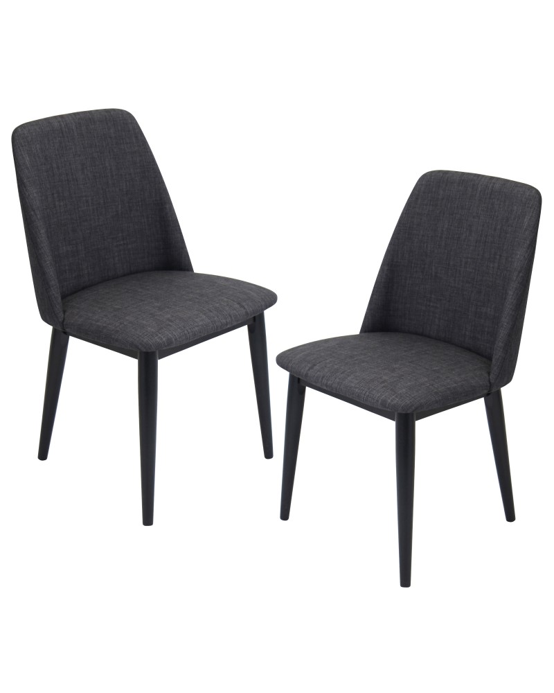 Tintori Contemporary Dining Chair in Charcoal Fabric - Set of 2