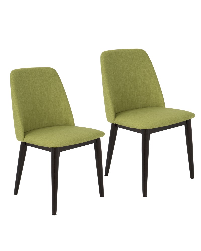 Tintori Contemporary Dining Chair in Green Fabric - Set of 2