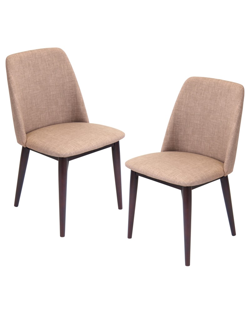 Tintori Contemporary Dining Chair in Brown Fabric - Set of 2