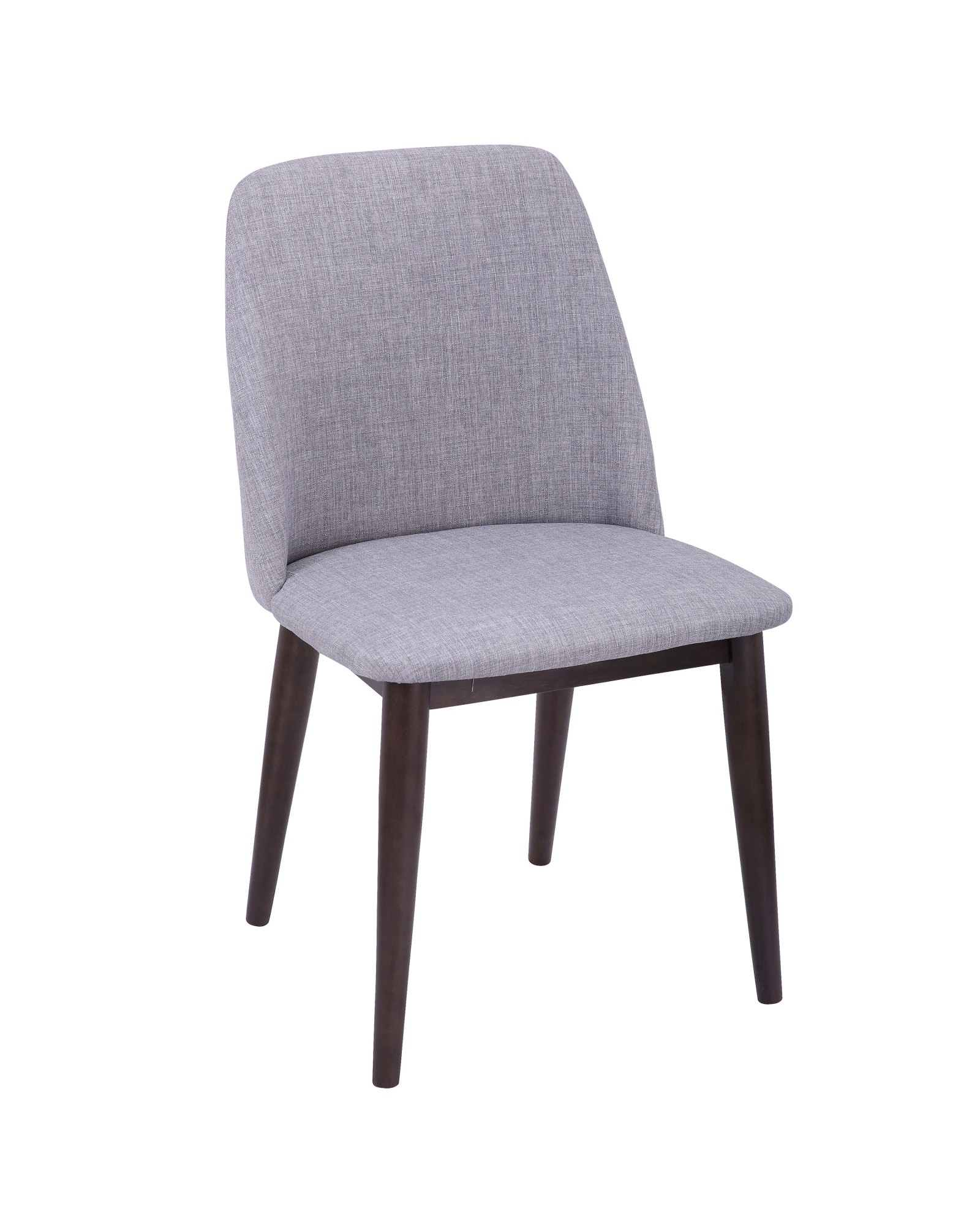 Tintori Contemporary Dining Chair in Walnut and Light Grey Fabric - Set of 2