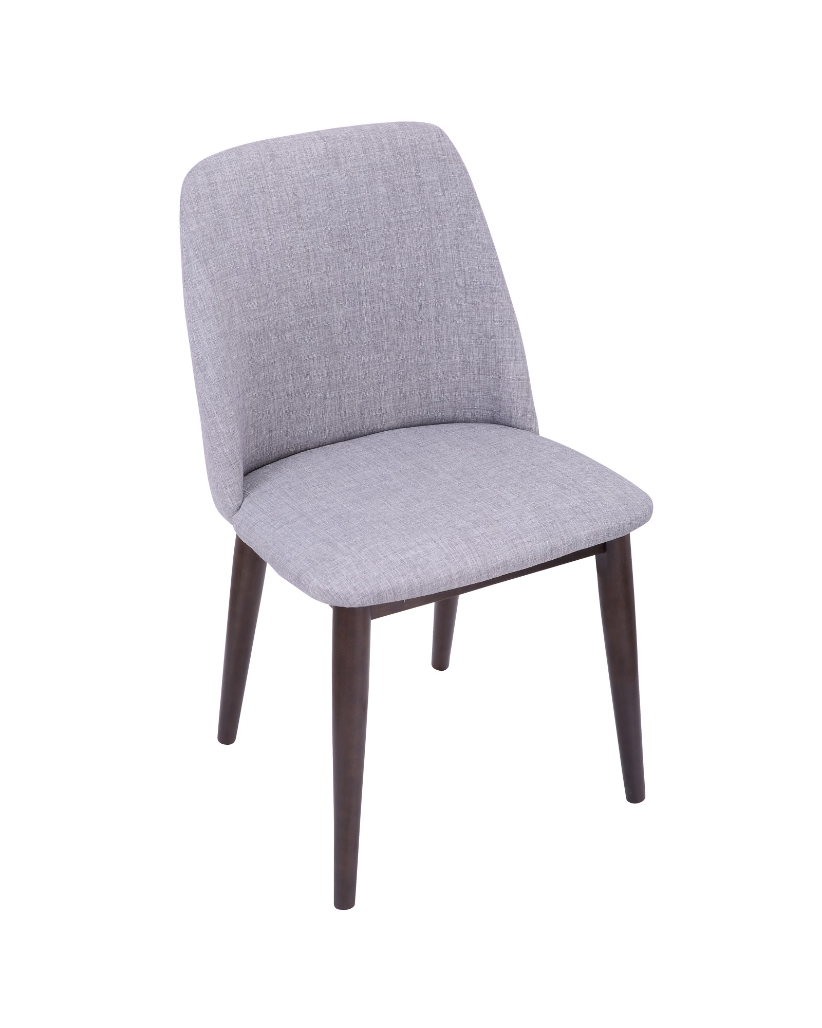 Tintori Contemporary Dining Chair in Walnut and Light Grey Fabric - Set of 2