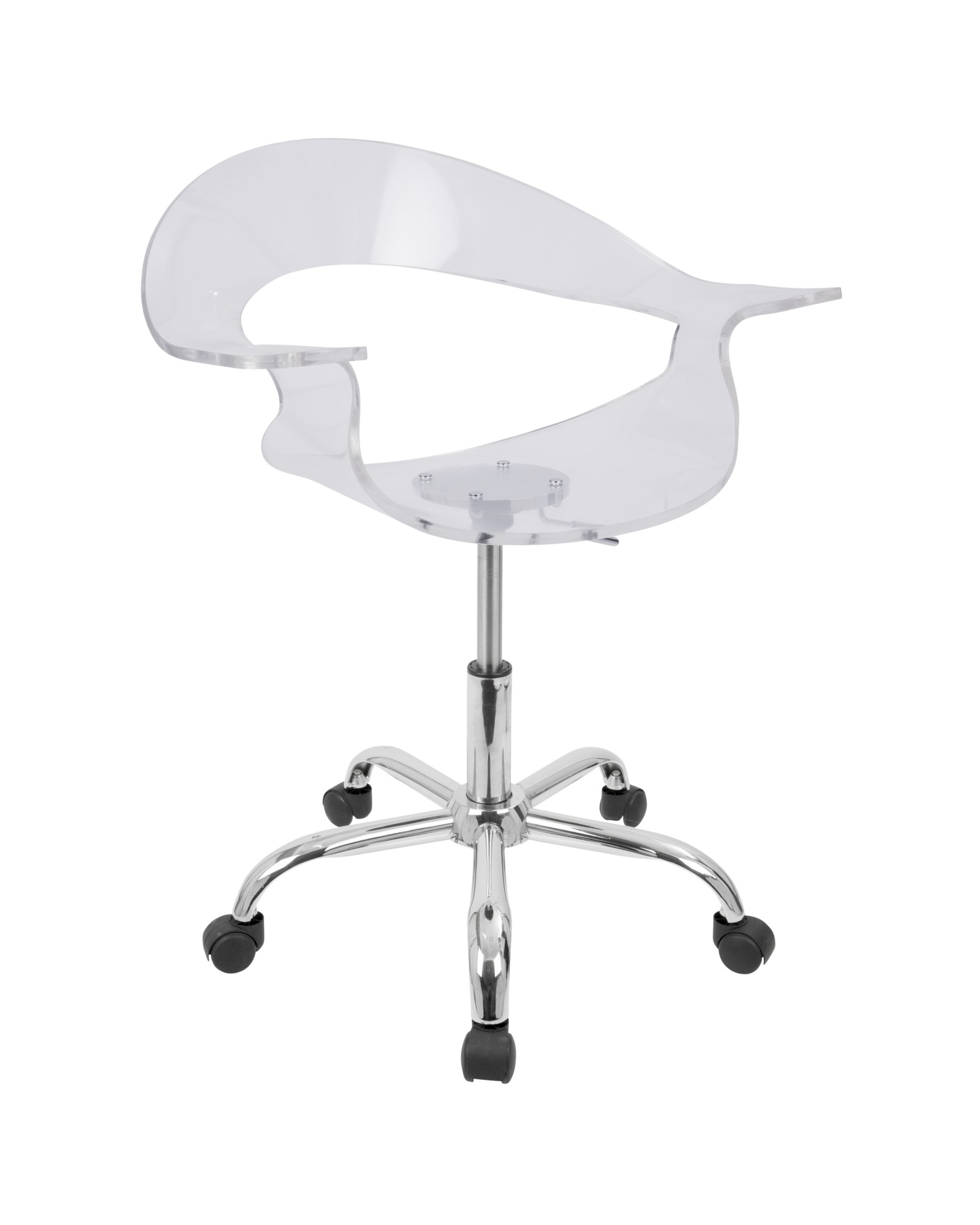 Rumor Contemporary Adjustable Office Chair with Swivel in Clear Acrylic